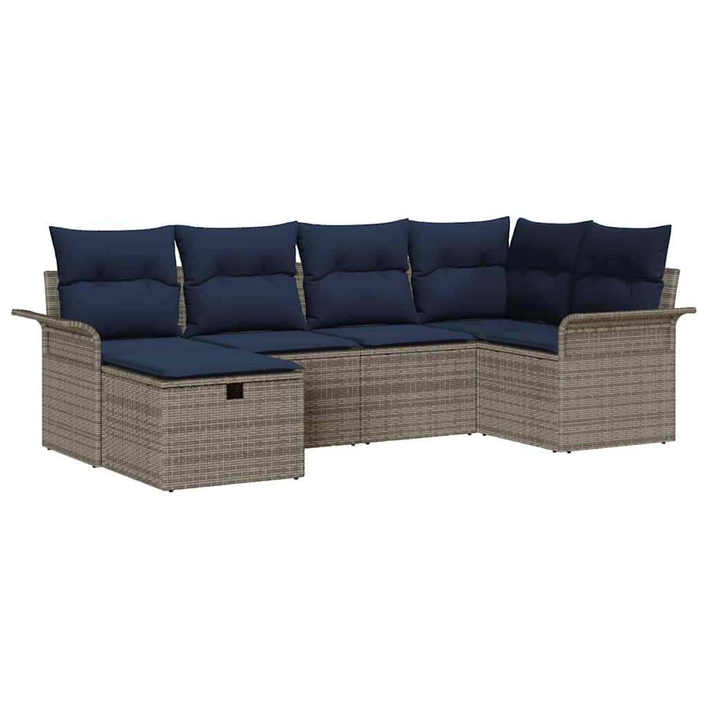 vidaXL Gartensofa-set mit Kissen mit Speicher 6 pcs Poly Rattan