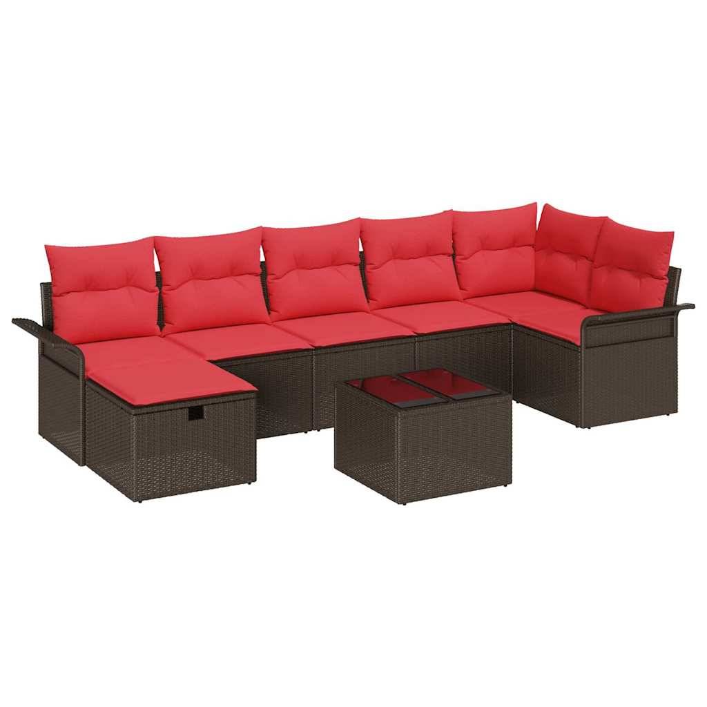 vidaXL Gartensofa-set mit Kissen mit Speicher 8 pcs Poly Rattan