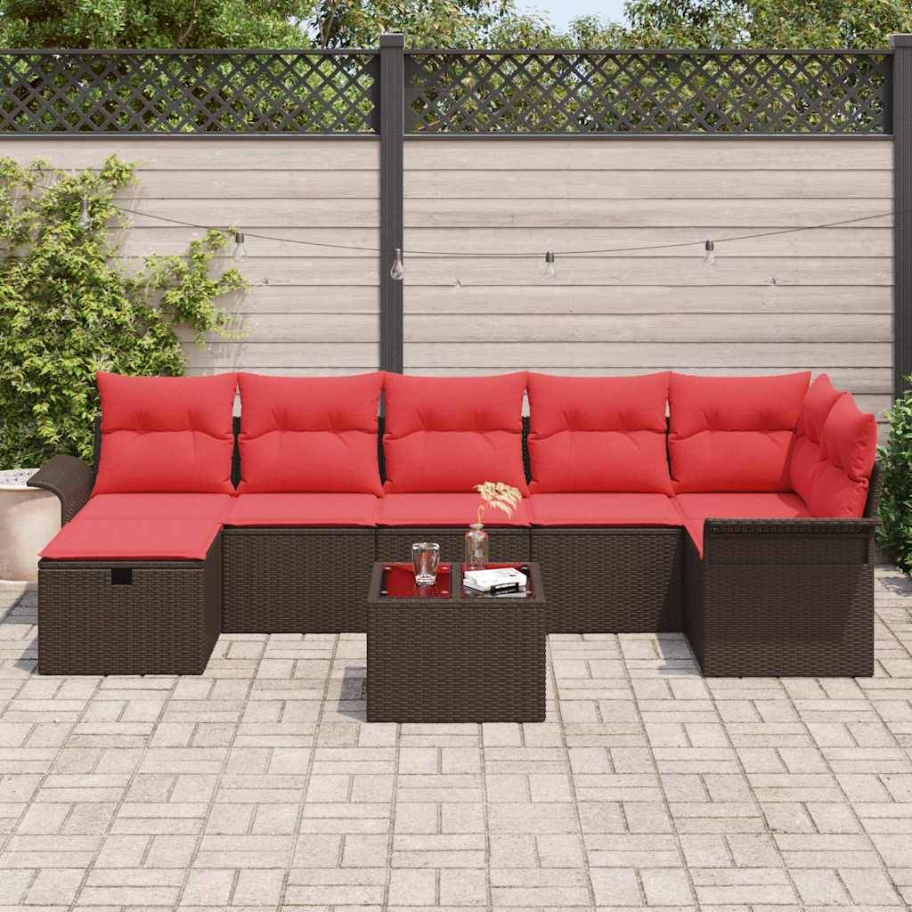 vidaXL Gartensofa-set mit Kissen mit Speicher 8 pcs Poly Rattan