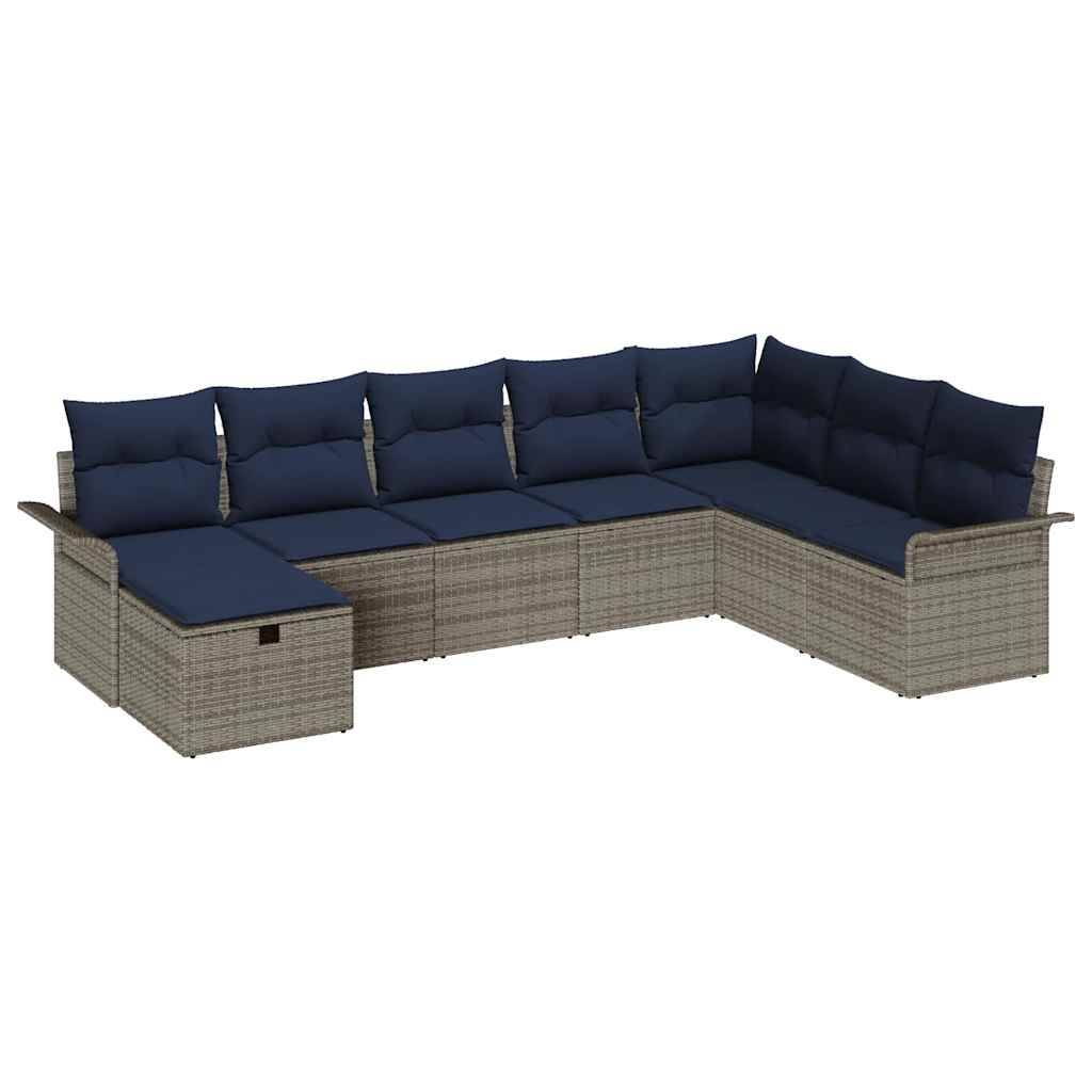 vidaXL Gartensofa-set mit Kissen mit Speicher 8 pcs Poly Rattan