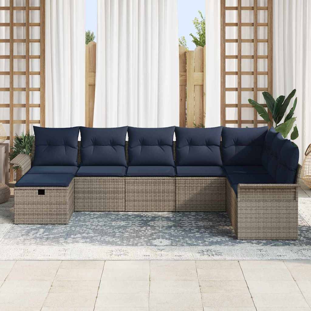 vidaXL Gartensofa-set mit Kissen mit Speicher 8 pcs Poly Rattan