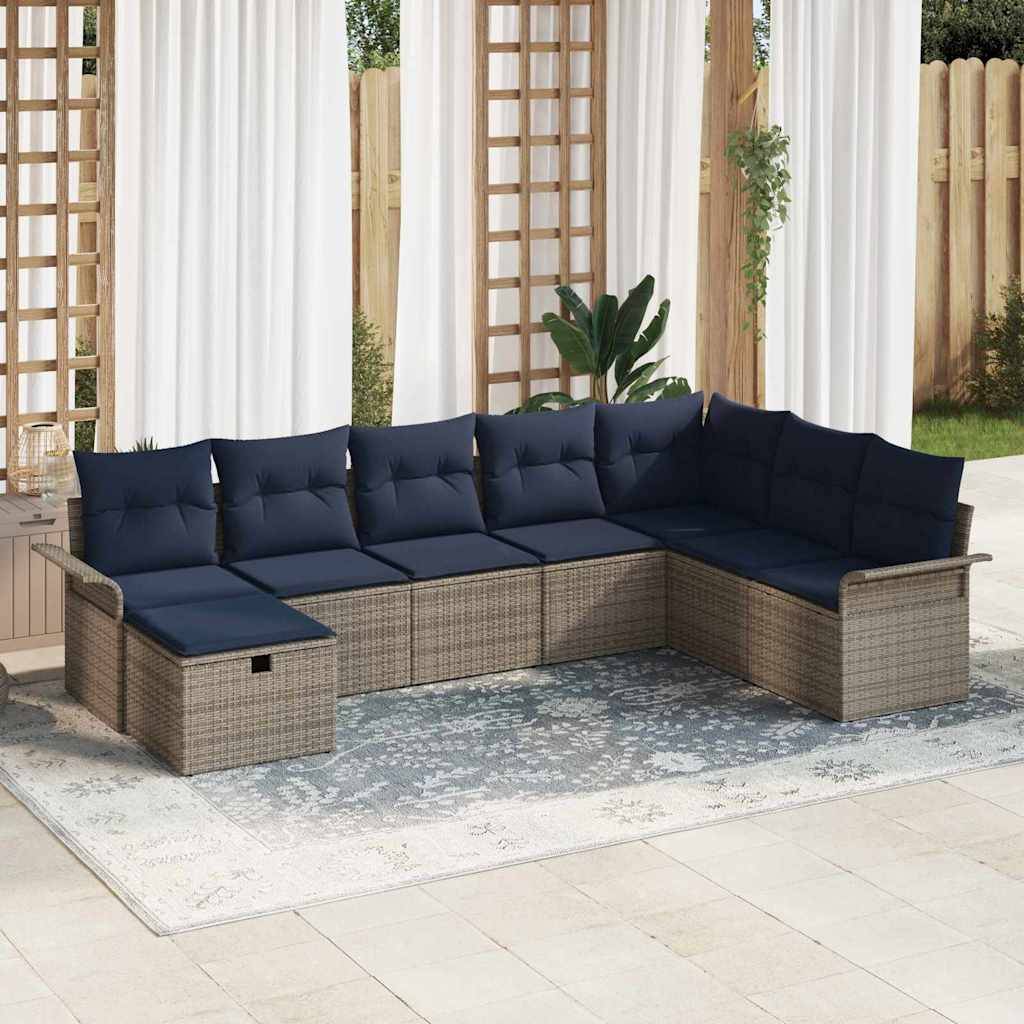 vidaXL Gartensofa-set mit Kissen mit Speicher 8 pcs Poly Rattan
