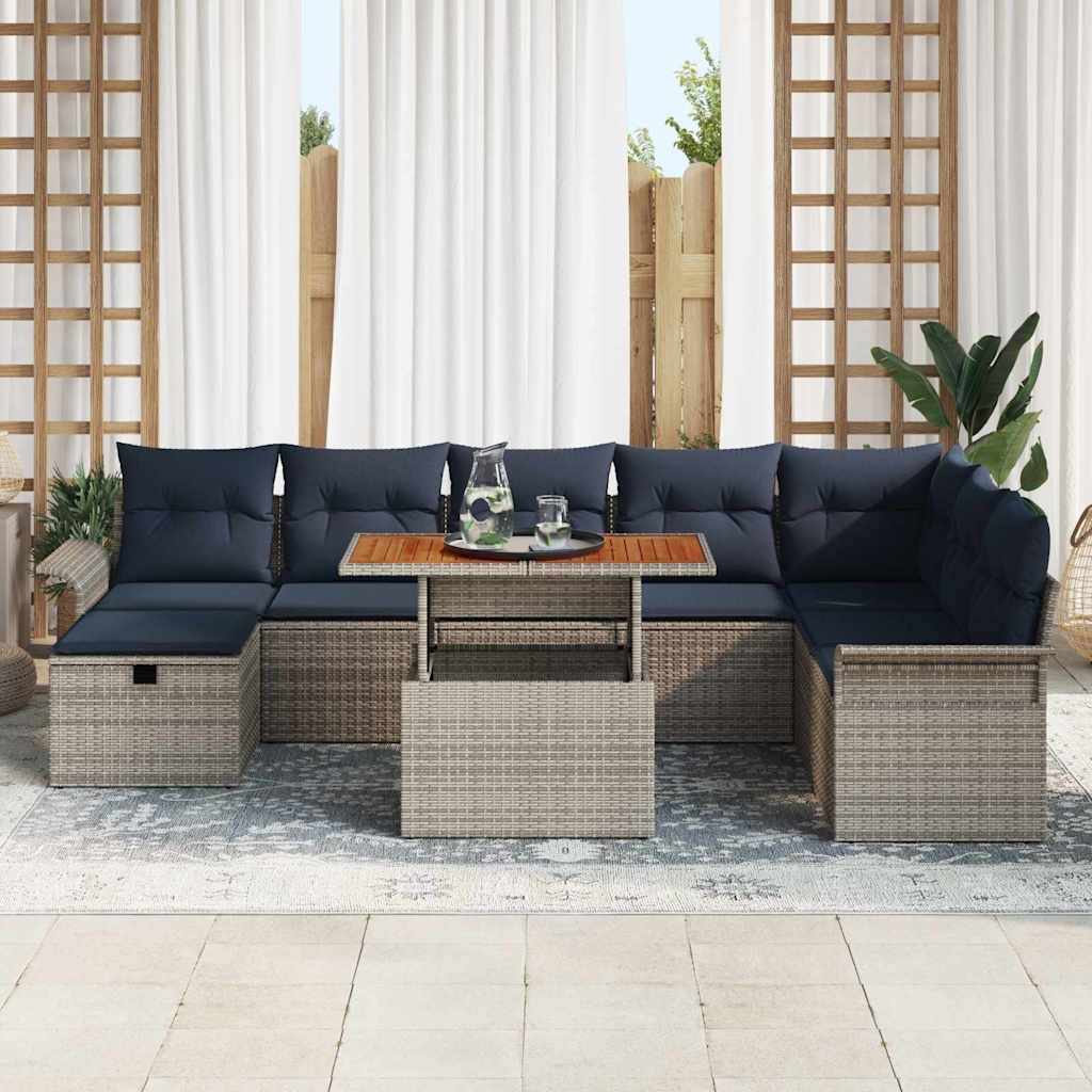 vidaXL Garten-Sofa-Set 9 pcs Grau Poly-Rattan