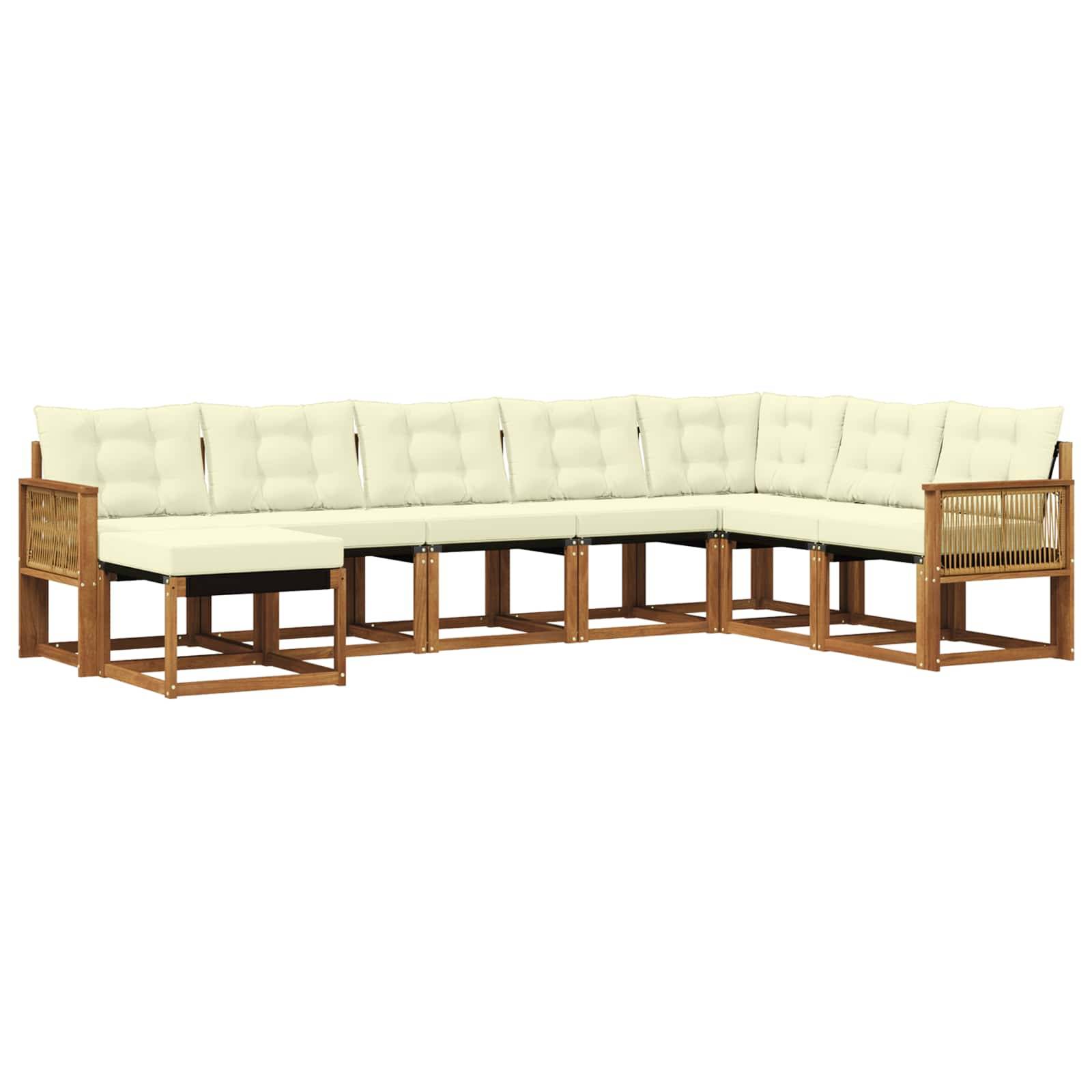 vidaXL Outdoor-Sofagarnitur mit Kissen 8 pcs Natur und Creme