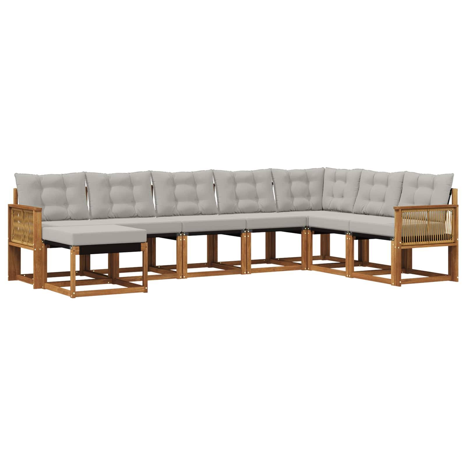 vidaXL Outdoor-Sofagarnitur mit Kissen 8 pcs Natürlich und Hellgrau