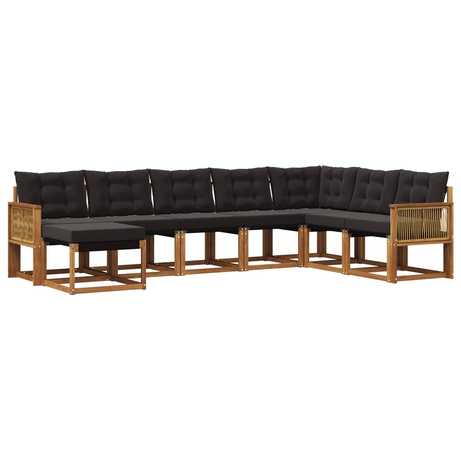 vidaXL Outdoor-Sofagarnitur mit Kissen 8 pcs Natürlich und Schwarz