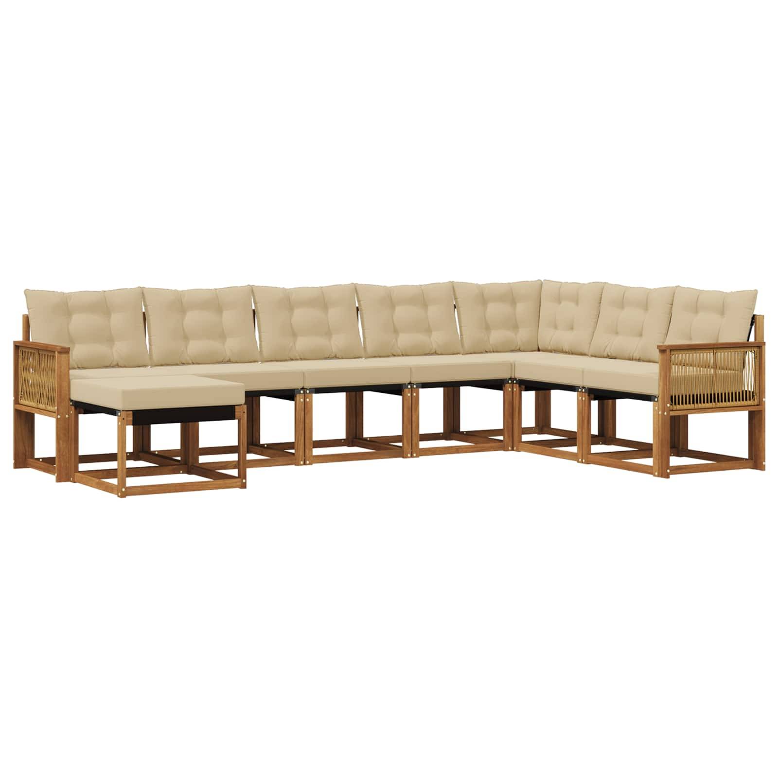 vidaXL Outdoor-Sofagarnitur mit Kissen 8 pcs Natur und Beige