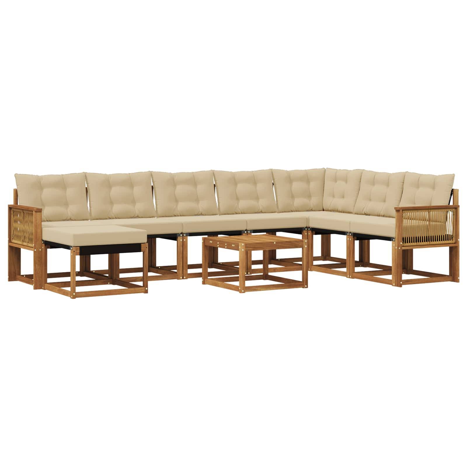 vidaXL Outdoor-Sofagarnitur mit Kissen 9 pcs Natur und Beige
