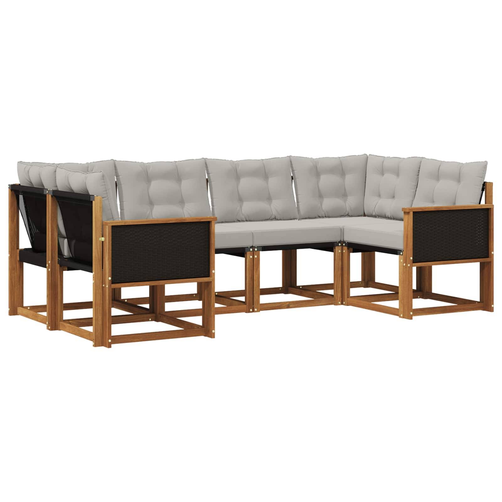 vidaXL Outdoor-Sofagarnitur mit Kissen 6 pcs Natur und Hellgrau