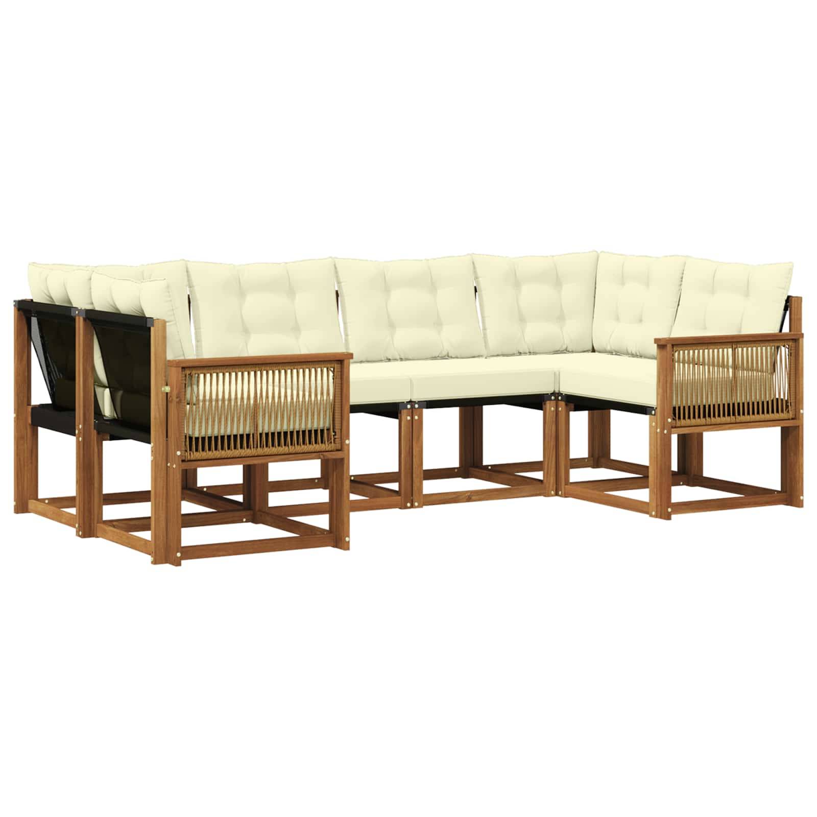 vidaXL Outdoor-Sofagarnitur mit Kissen 6 pcs Natur und Creme