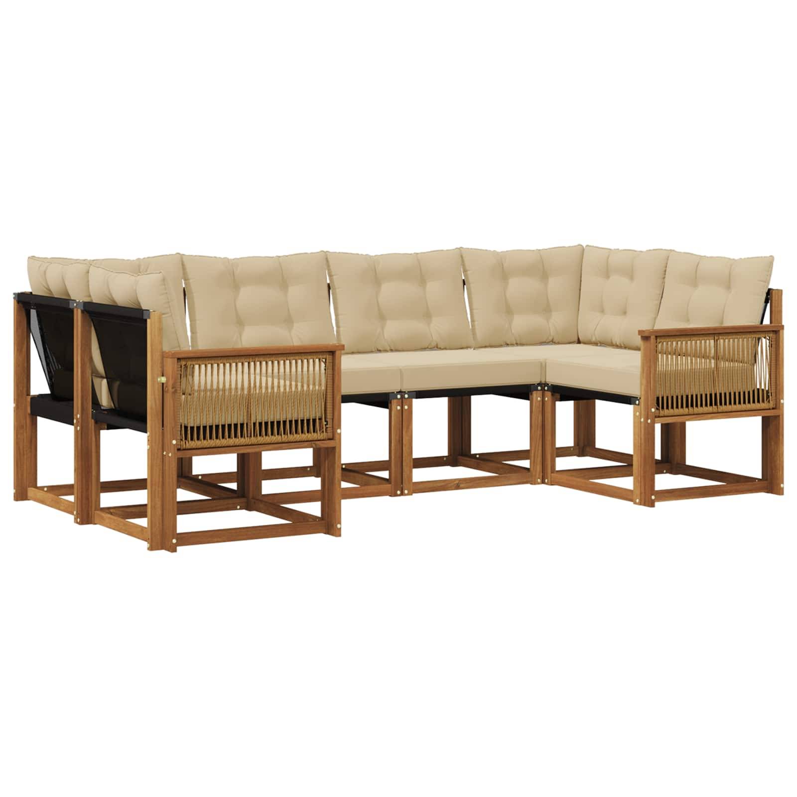 vidaXL Outdoor-Sofagarnitur mit Kissen 6 pcs Natur und Beige
