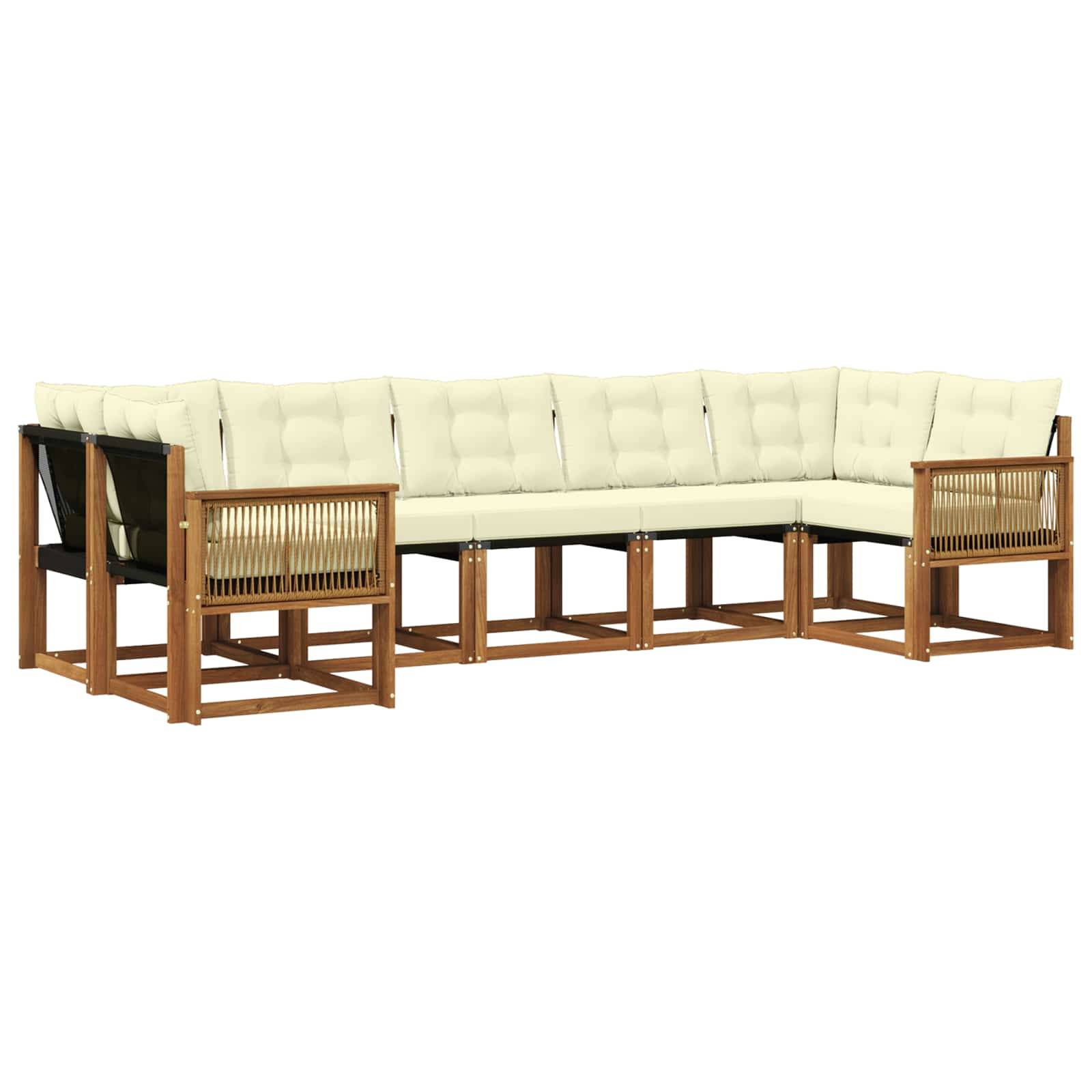 vidaXL Outdoor-Sofagarnitur mit Kissen 7 pcs Natur und Creme