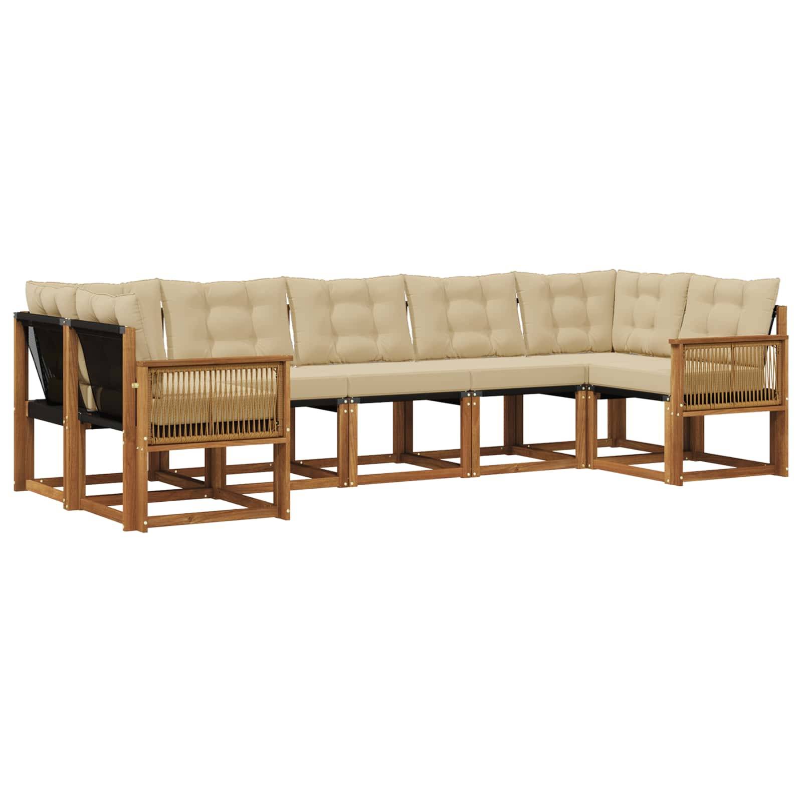 vidaXL Outdoor-Sofagarnitur mit Kissen 7 pcs Natur und Beige