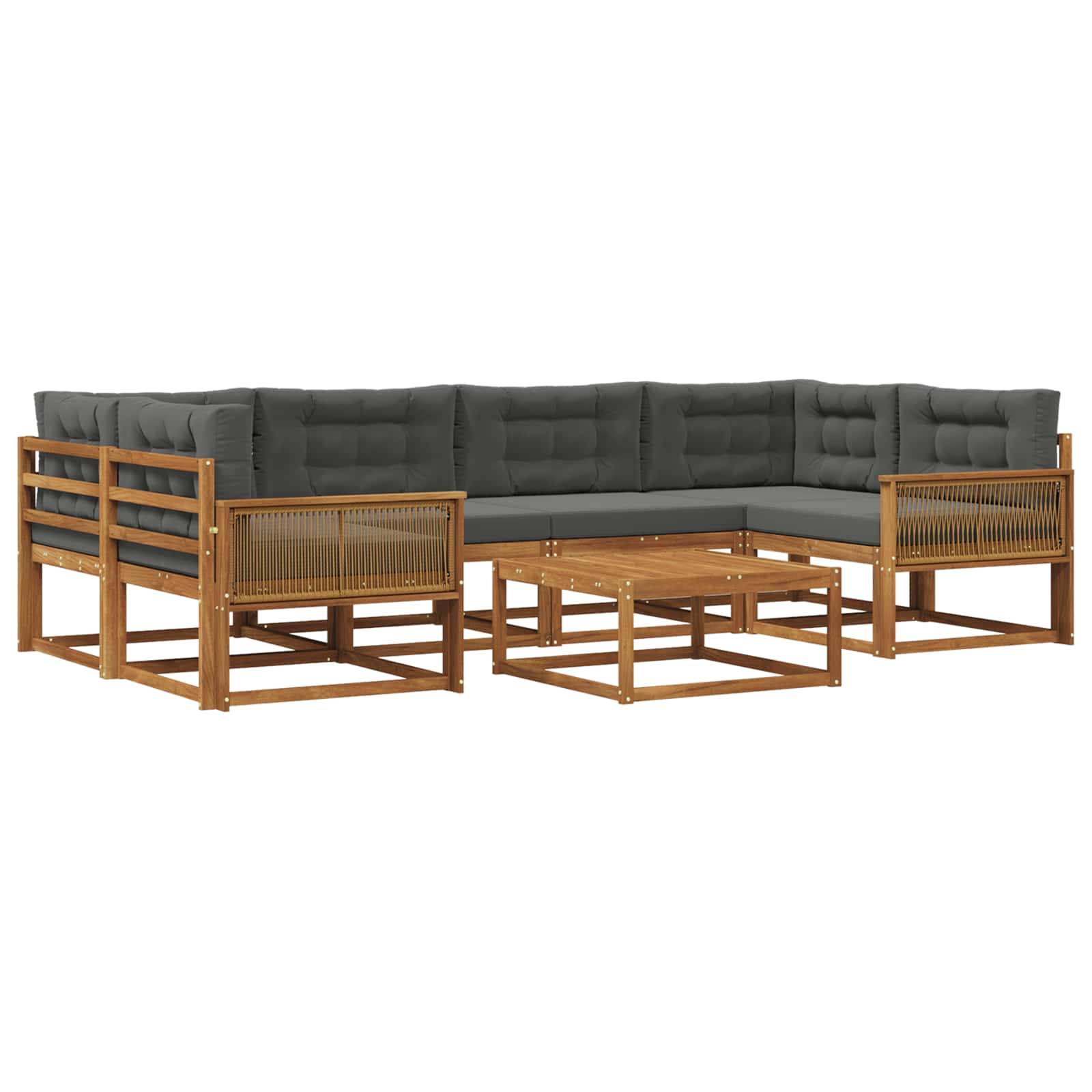 vidaXL Outdoor-Sofagarnitur mit Kissen 7 pcs Natur und Anthrazit