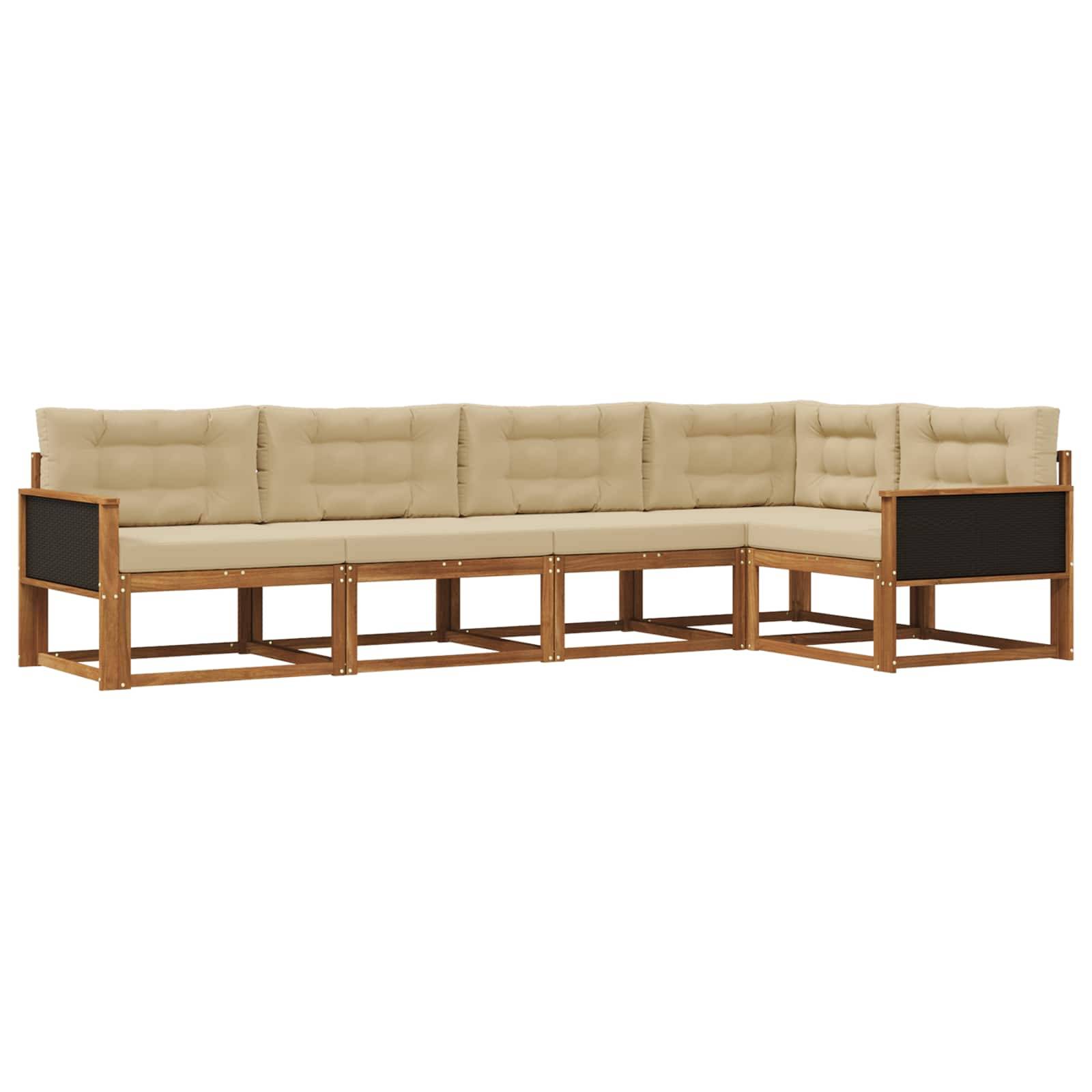 vidaXL Outdoor-Sofagarnitur mit Kissen 5 pcs Natur und Beige