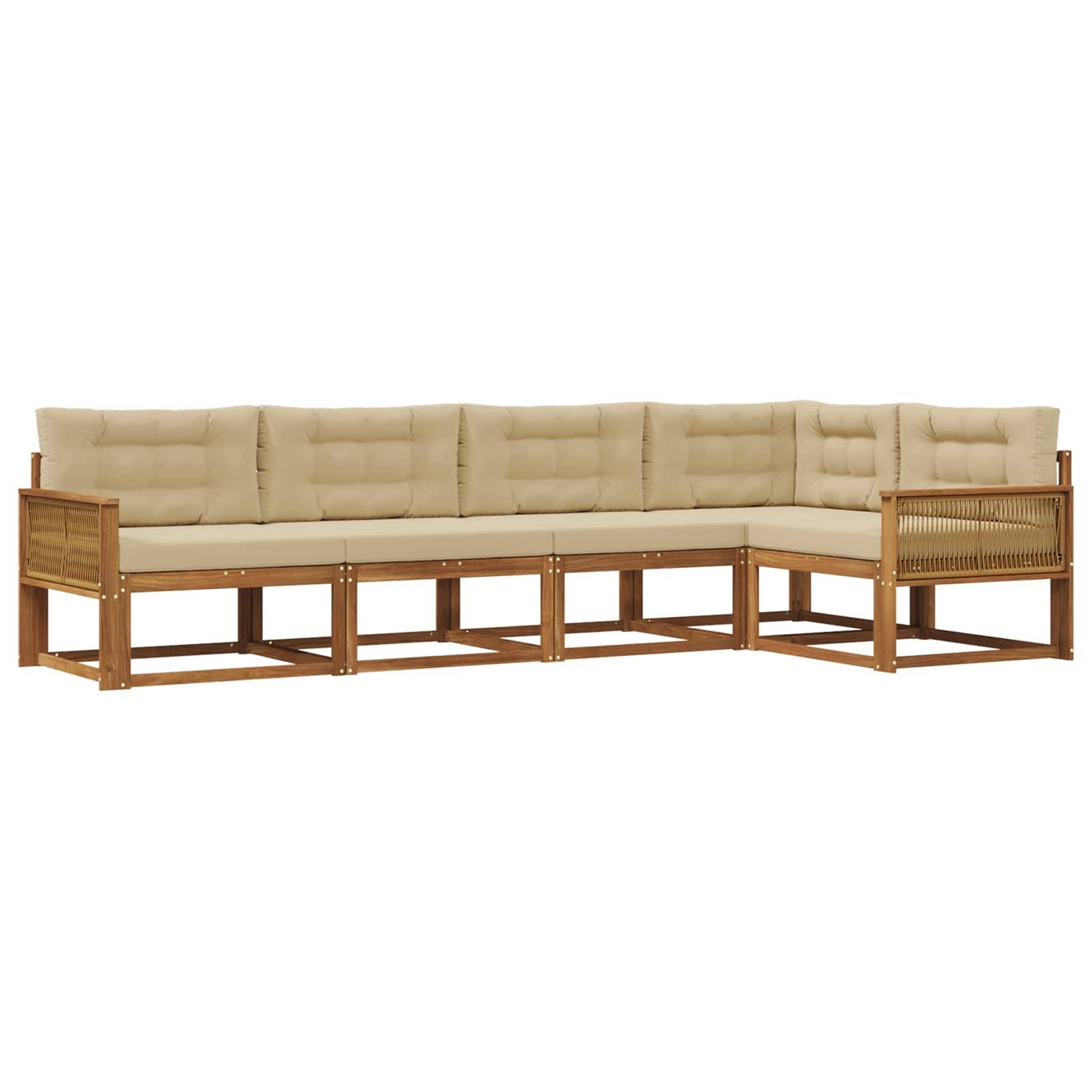vidaXL Outdoor-Sofagarnitur mit Kissen 5 pcs Natur und Beige