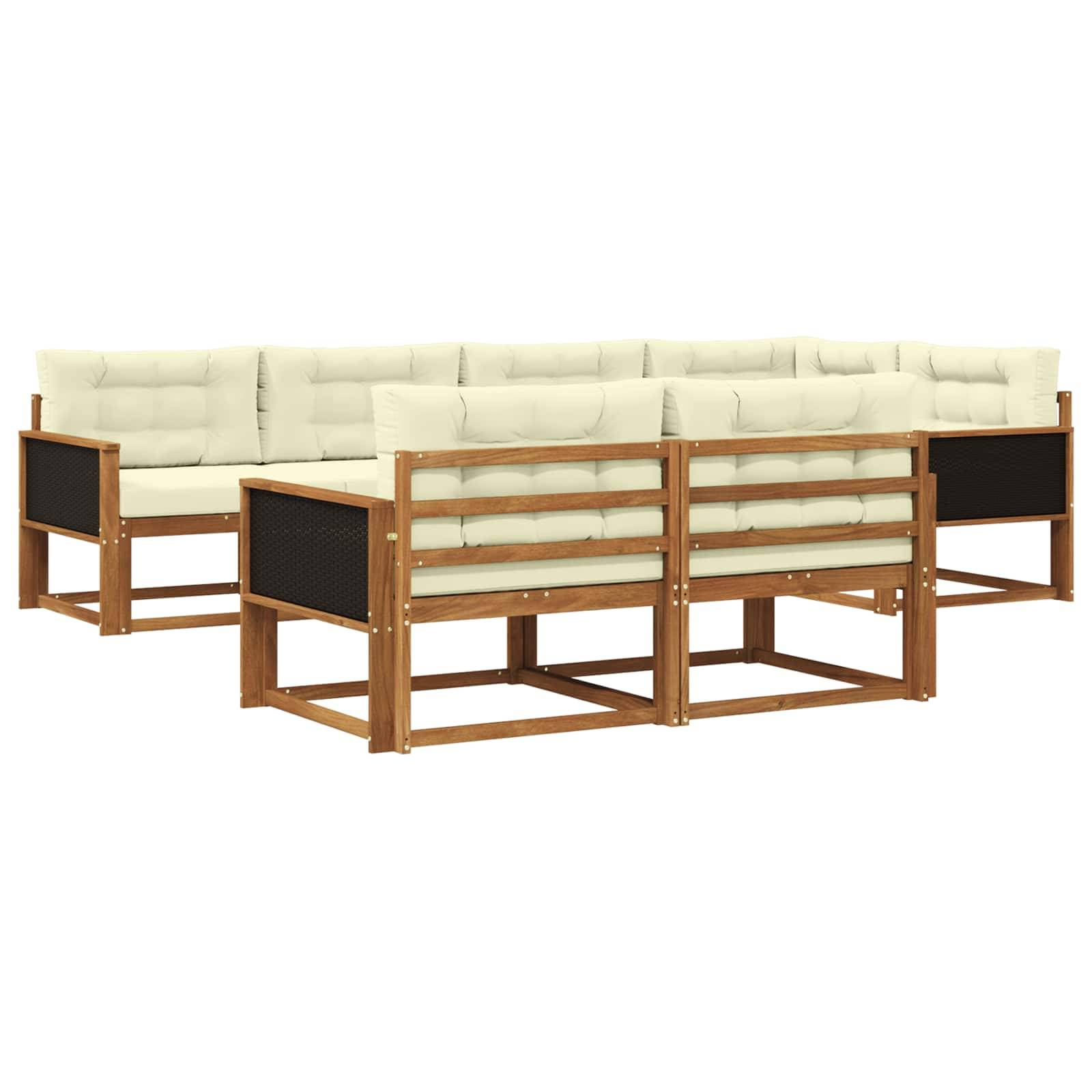 vidaXL Outdoor-Sofagarnitur mit Kissen 7 pcs Natur und Creme