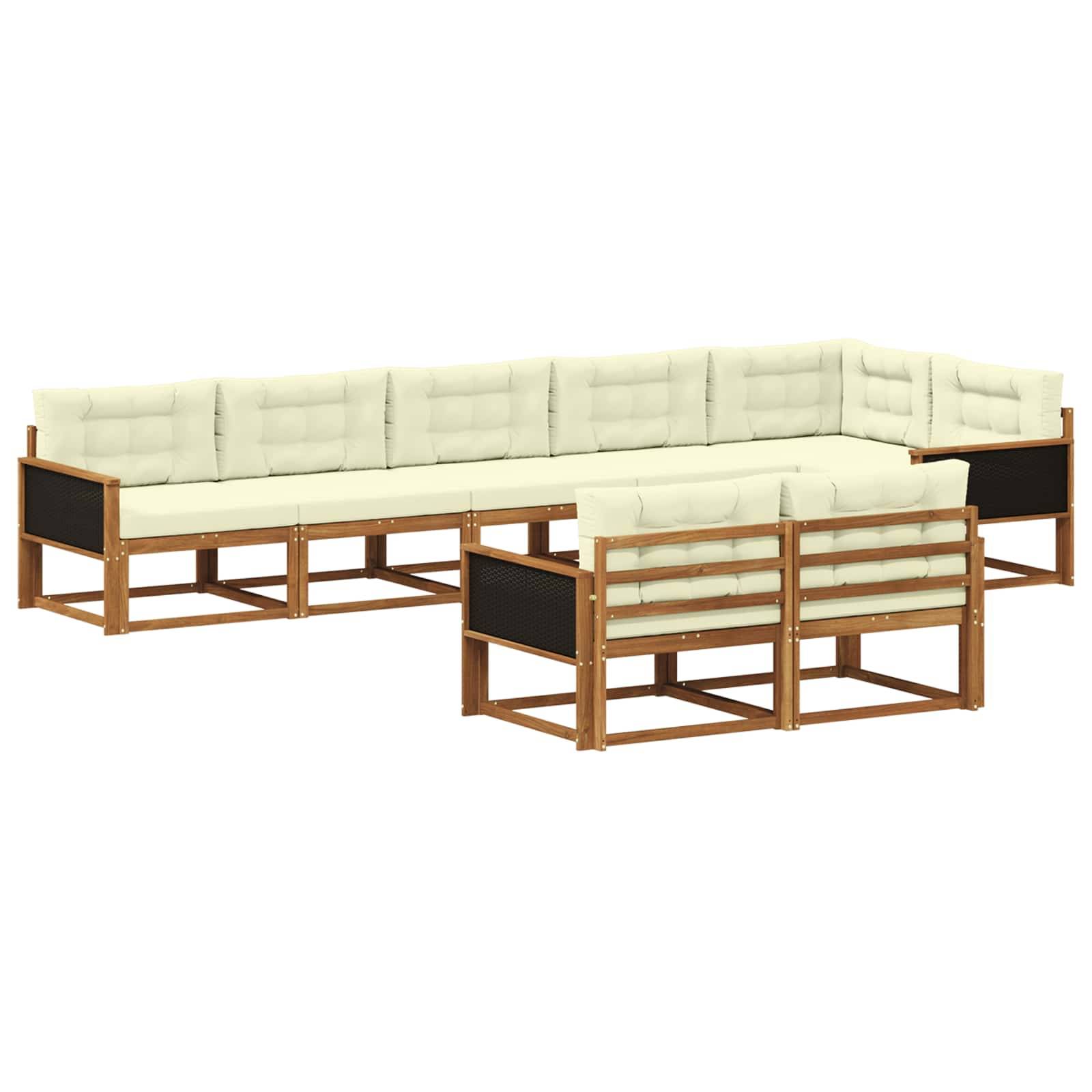 vidaXL Outdoor-Sofagarnitur mit Kissen 8 pcs Natur und Creme