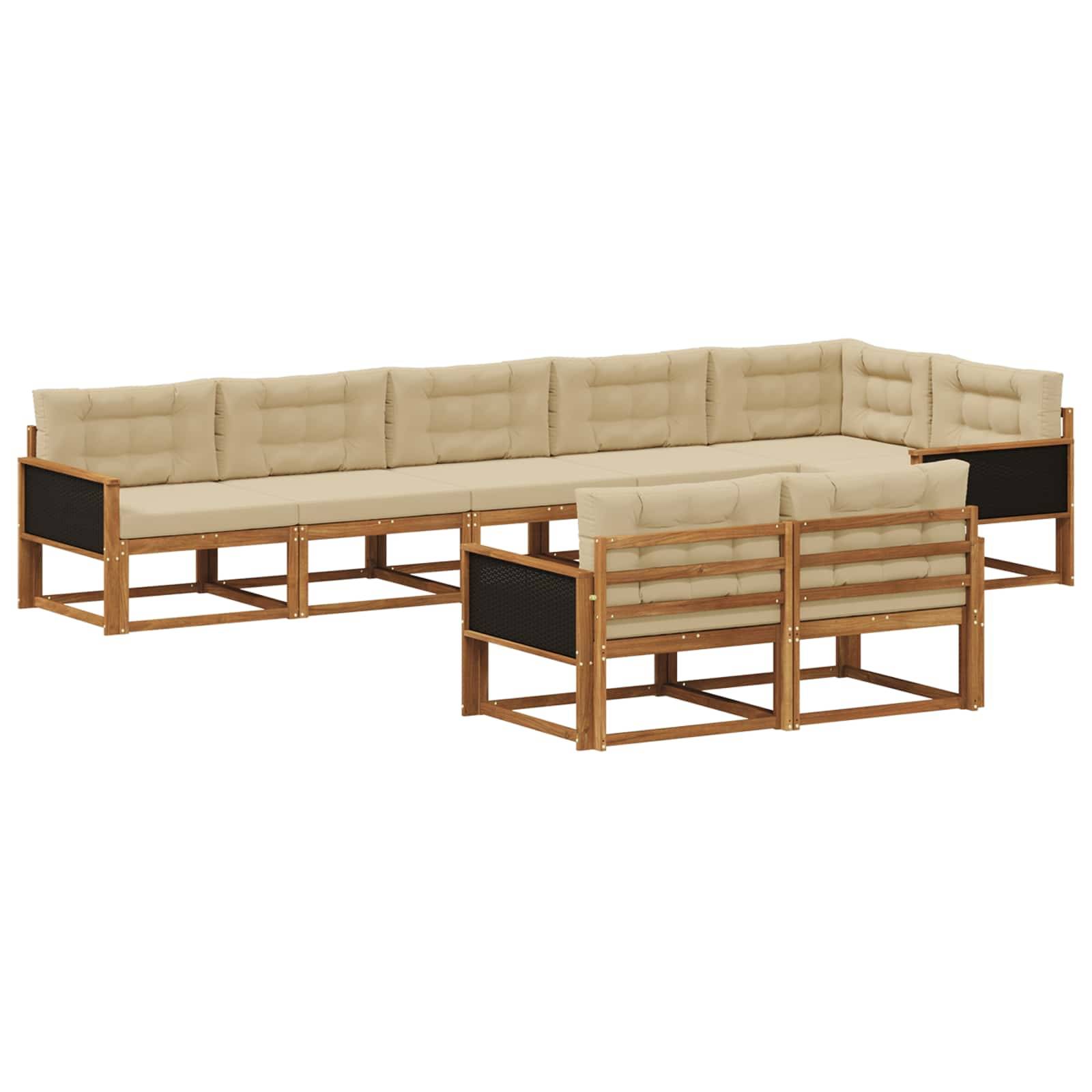 vidaXL Outdoor-Sofagarnitur mit Kissen 8 pcs Natur und Beige