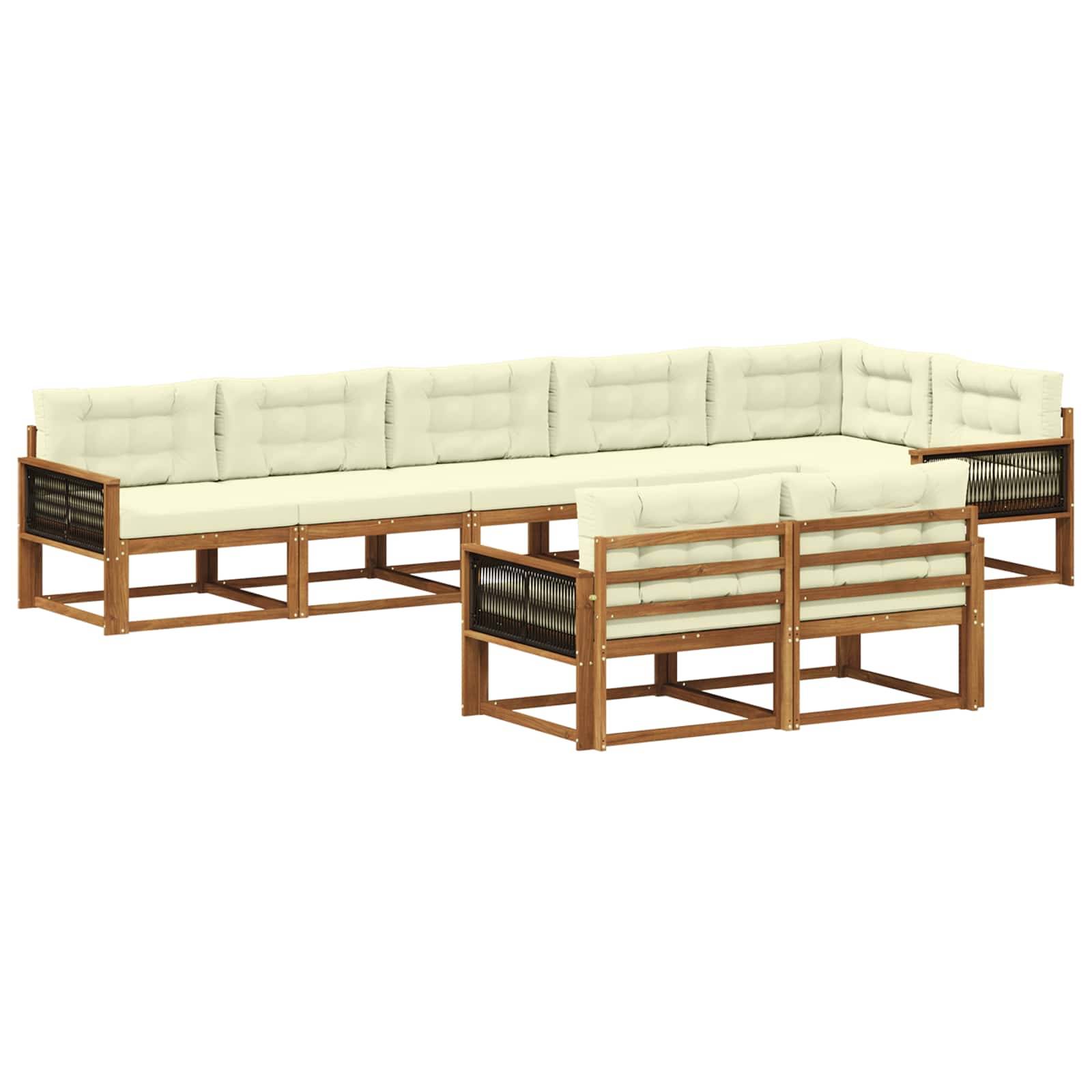 vidaXL Outdoor-Sofagarnitur mit Kissen 8 pcs Natur und Creme