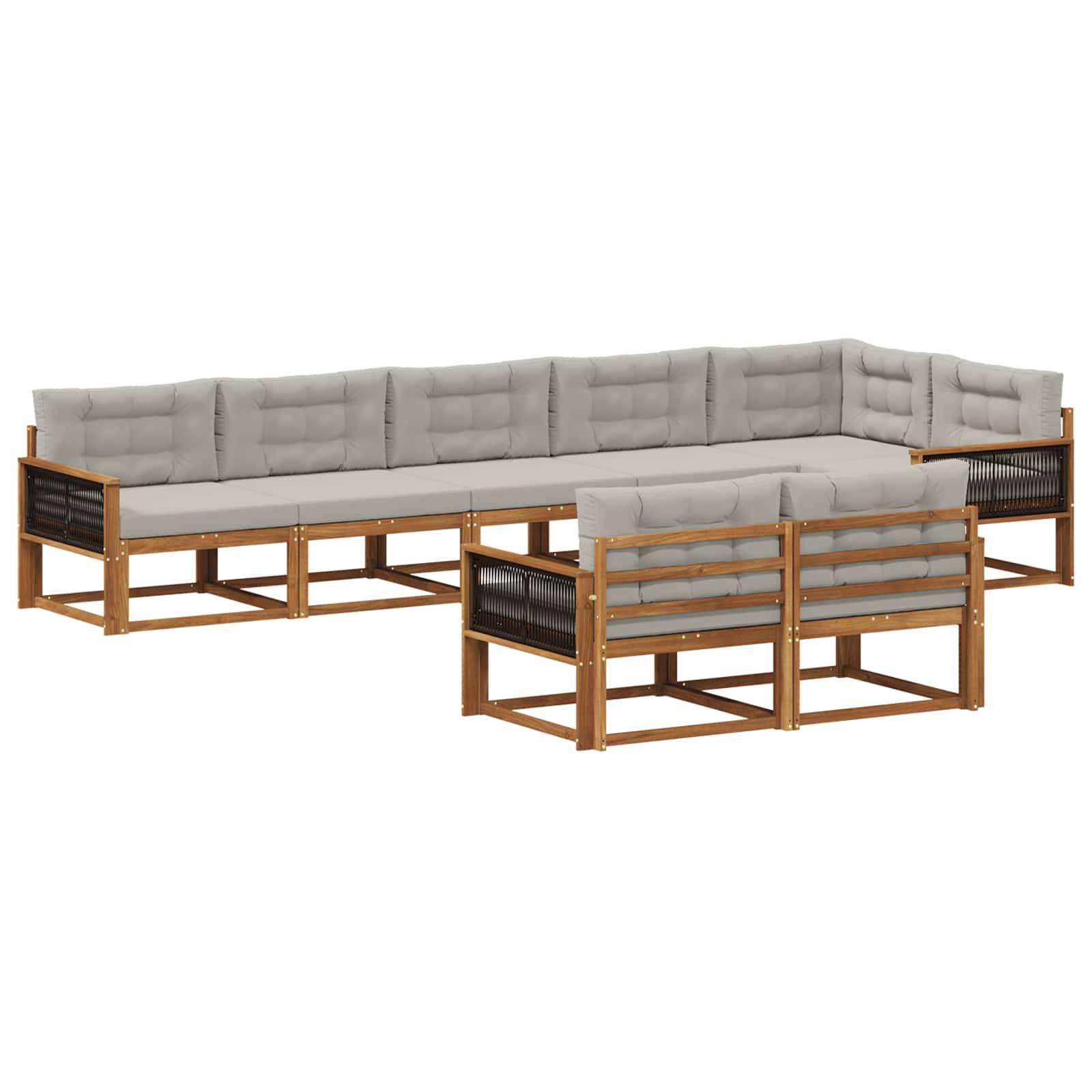 vidaXL Outdoor-Sofagarnitur mit Kissen 8 pcs Natur und Hellgrau
