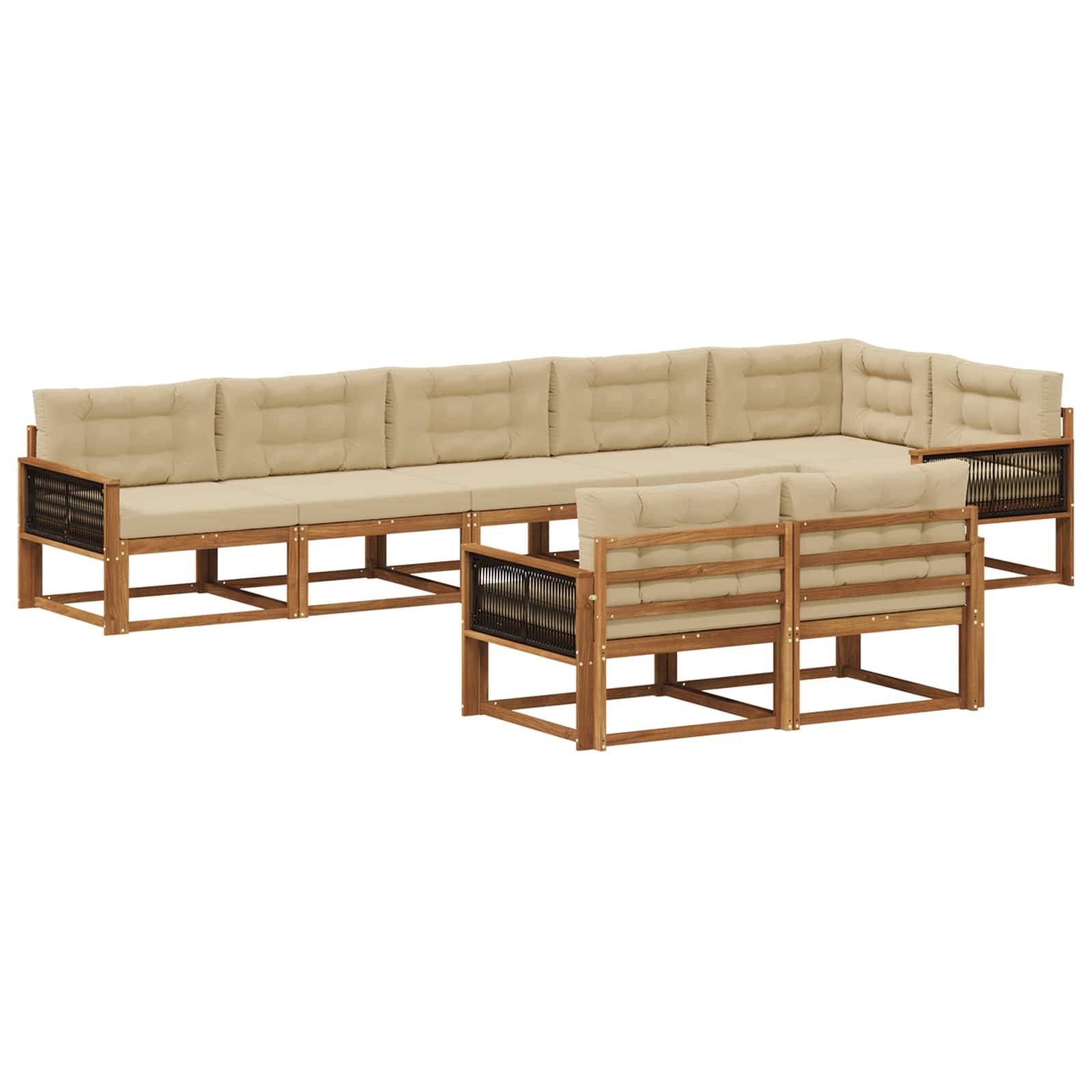 vidaXL Outdoor-Sofagarnitur mit Kissen 8 pcs Natur und Beige