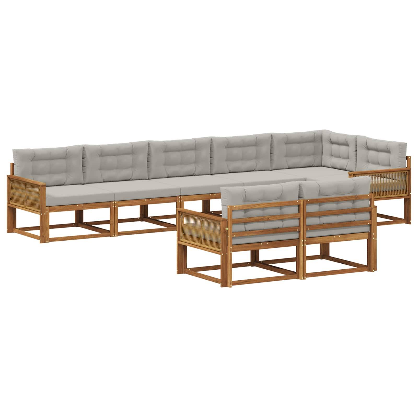vidaXL Outdoor-Sofagarnitur mit Kissen 8 pcs Natur und Hellgrau