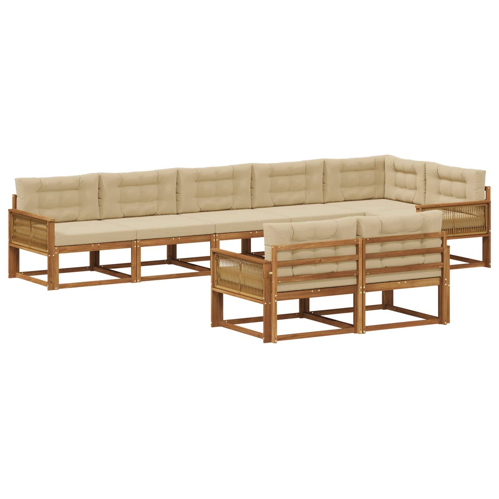 vidaXL Outdoor-Sofagarnitur mit Kissen 8 pcs Natur und Beige