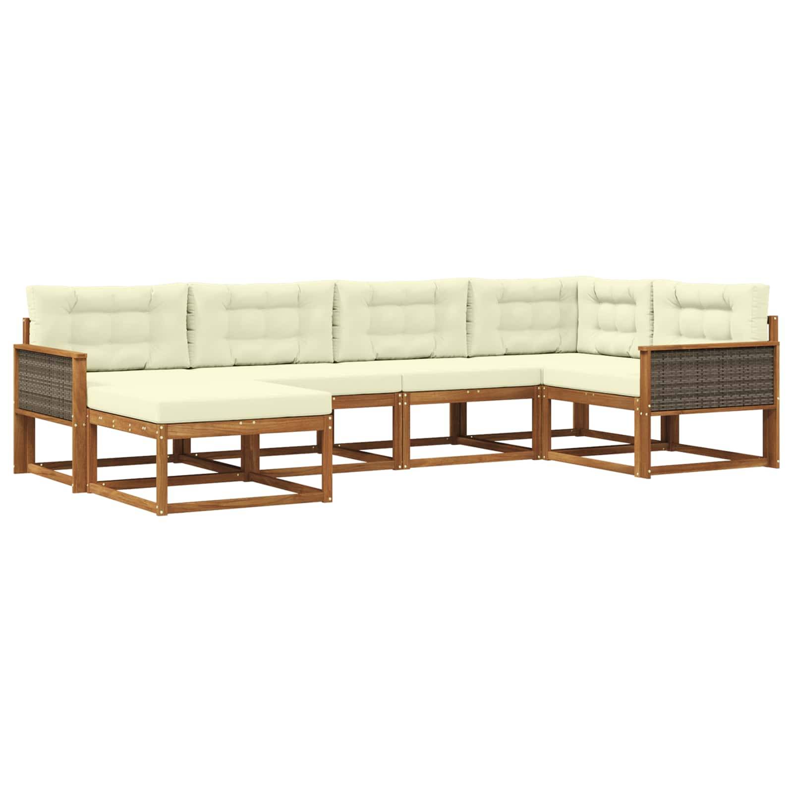 vidaXL Outdoor-Sofagarnitur mit Kissen 6 pcs Natur und Creme