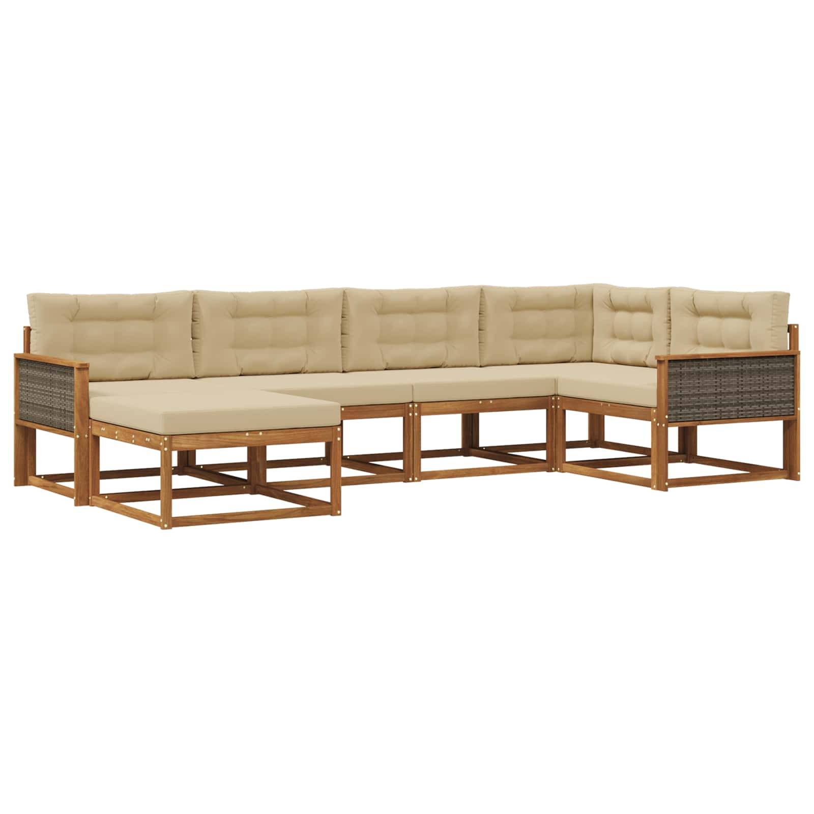 vidaXL Outdoor-Sofagarnitur mit Kissen 6 pcs Natur und Beige