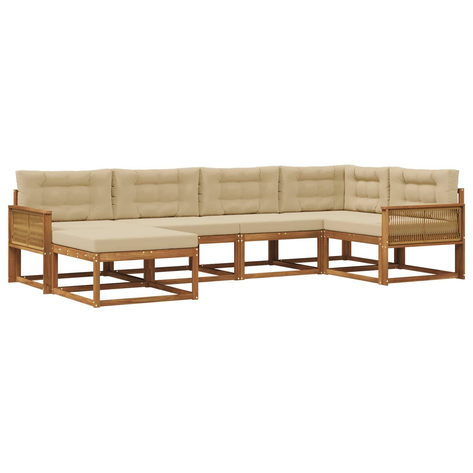 vidaXL Outdoor-Sofagarnitur mit Kissen 6 pcs Natur und Beige