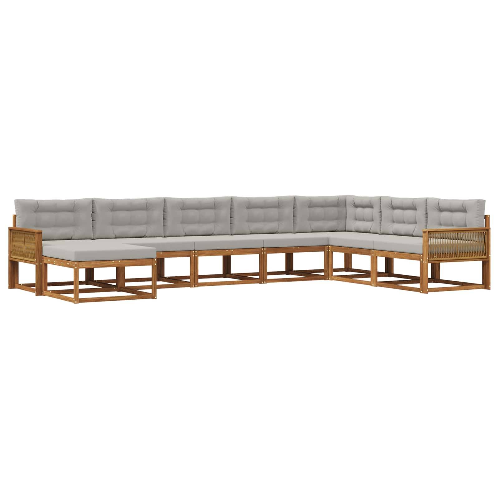 vidaXL Outdoor-Sofagarnitur mit Kissen 8 pcs Natürlich und Hellgrau