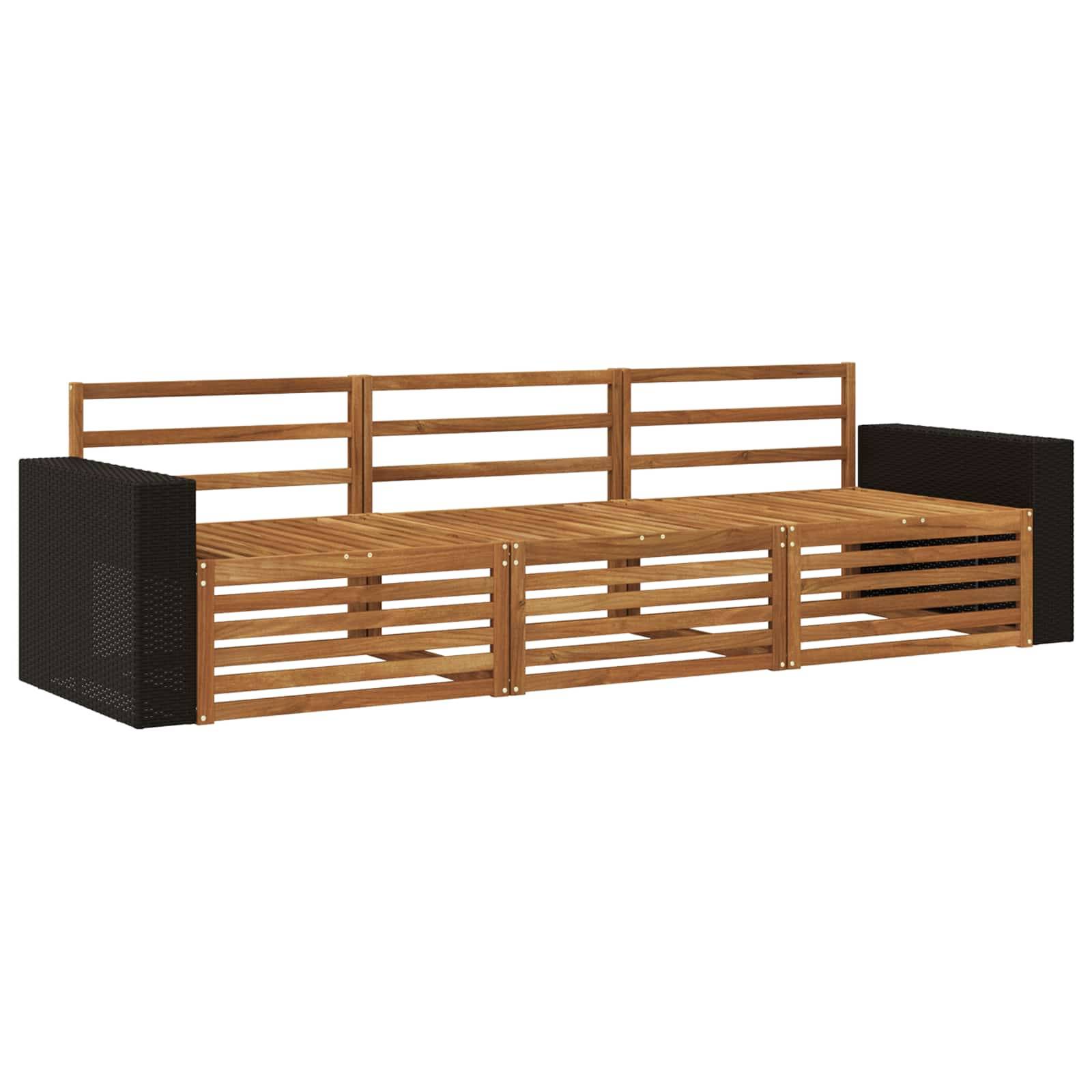 vidaXL Outdoor-Sofagarnitur 3 pcs Natur Massivholz Akazie