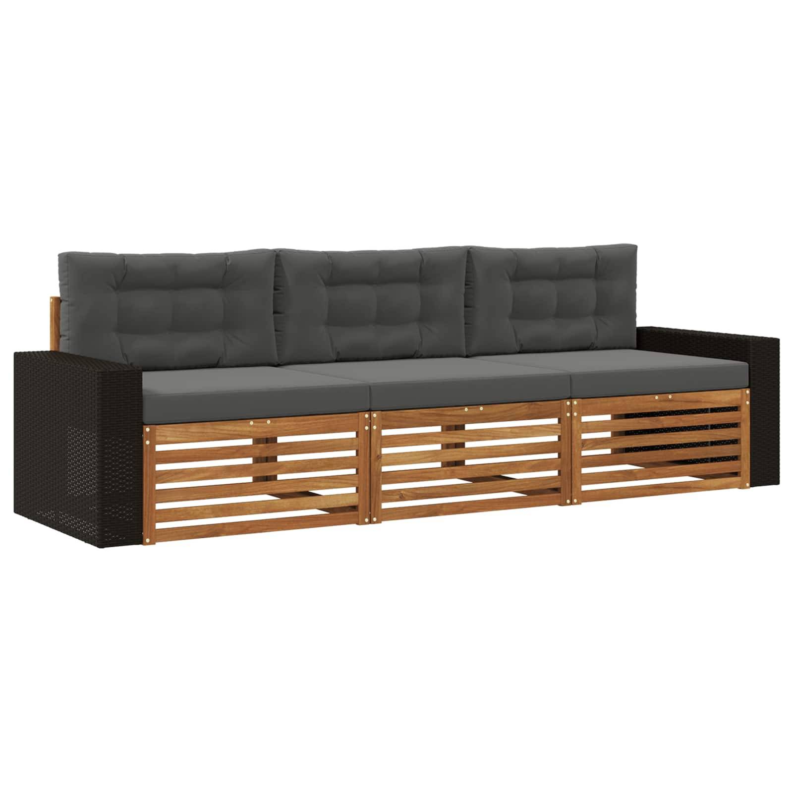 vidaXL Outdoor-Sofagarnitur 3 pcs Natur und Anthrazit Polyester