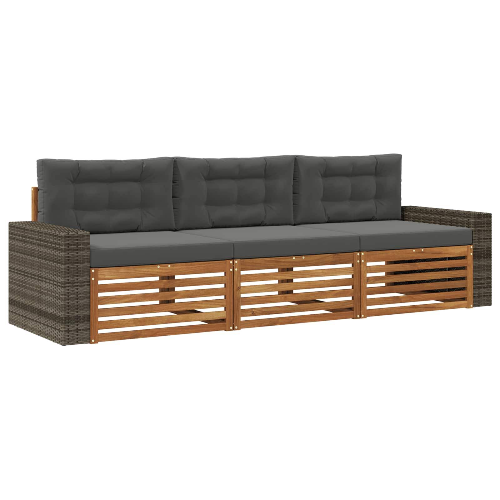 vidaXL Outdoor-Sofagarnitur 3 pcs Natur und Anthrazit Polyester