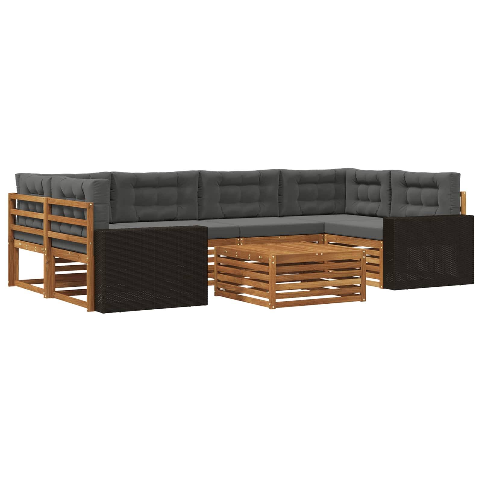 vidaXL Outdoor-Sofagarnitur 7 pcs Natur und Anthrazit Polyester
