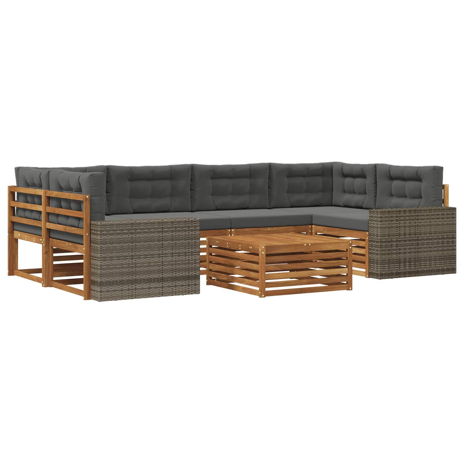 vidaXL Outdoor-Sofagarnitur 7 pcs Natur und Anthrazit Polyester
