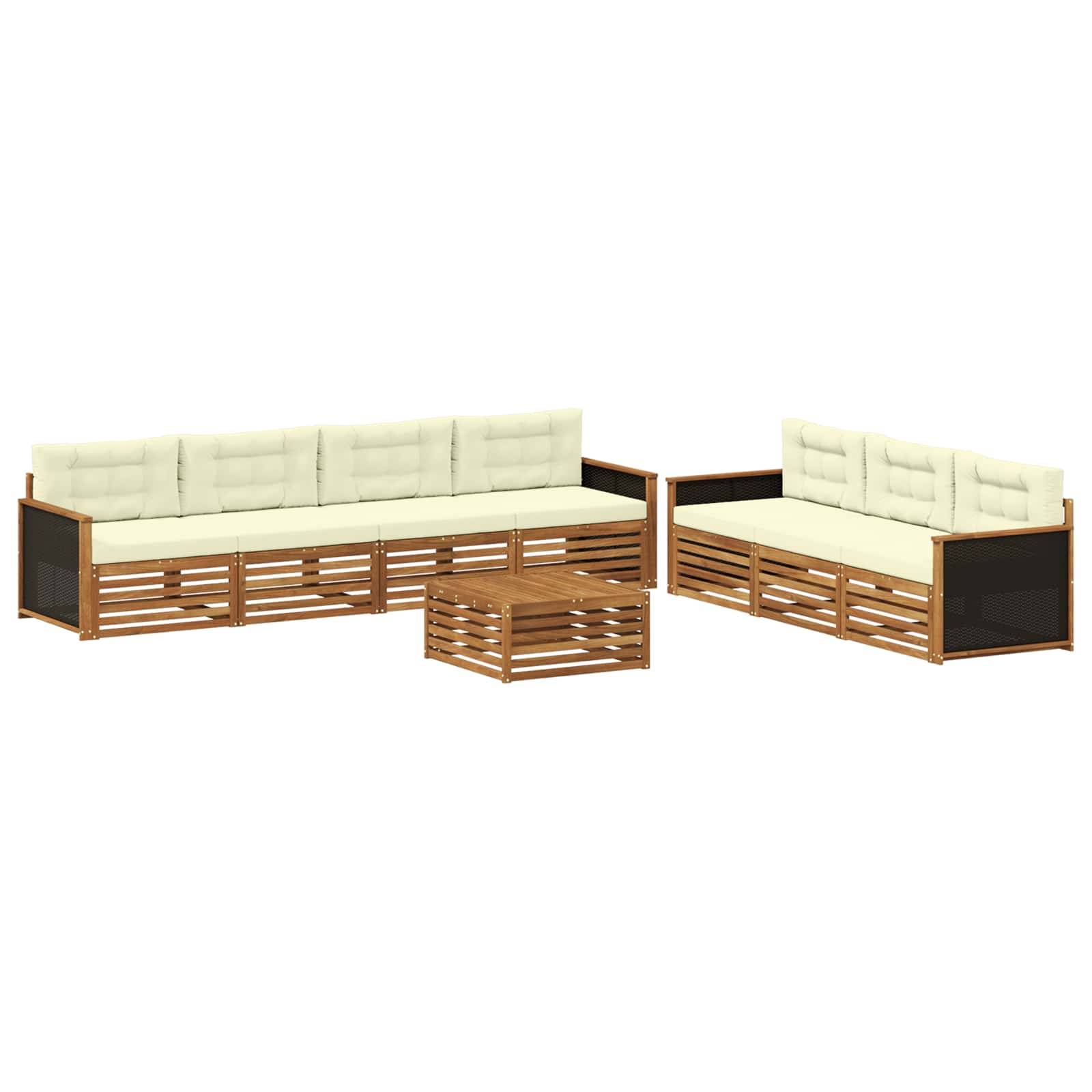 vidaXL Outdoor-Sofagarnitur 8 pcs Natur und Creme 79 x 79 x 37 cm