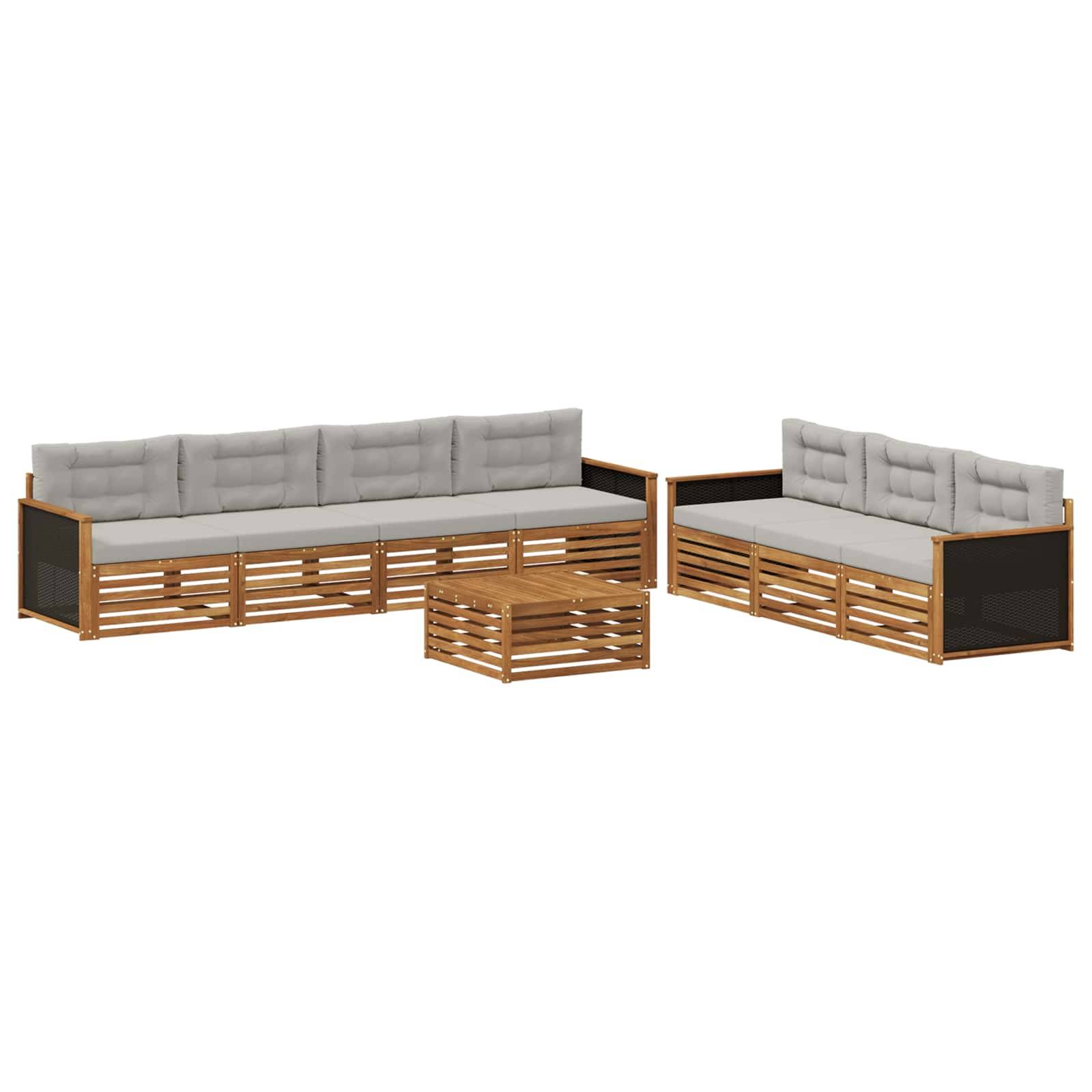 vidaXL Outdoor-Sofagarnitur 8 pcs Natürlich und Hellgrau