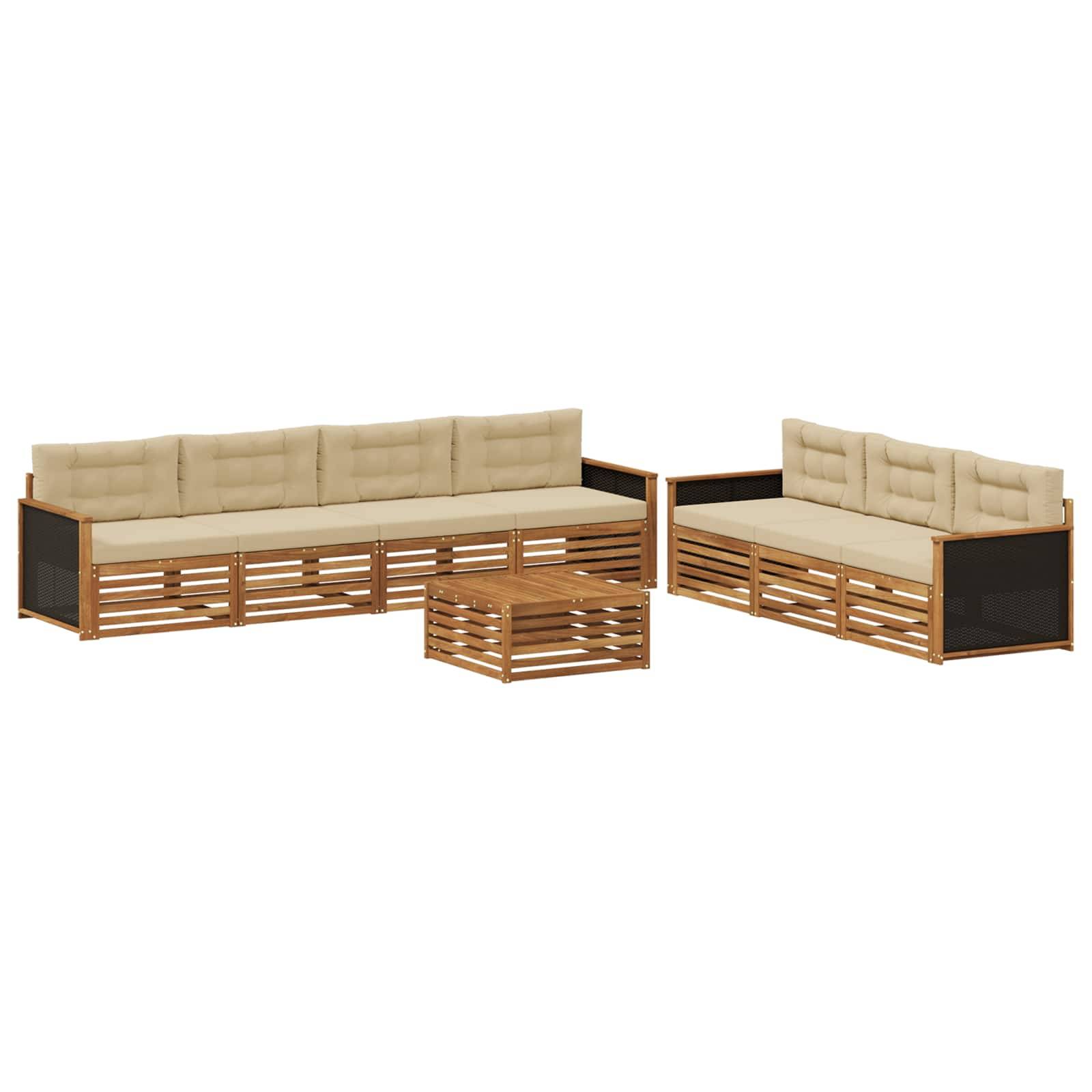 vidaXL Outdoor-Sofagarnitur 8 pcs Natur und Beige 79 x 79 x 37 cm