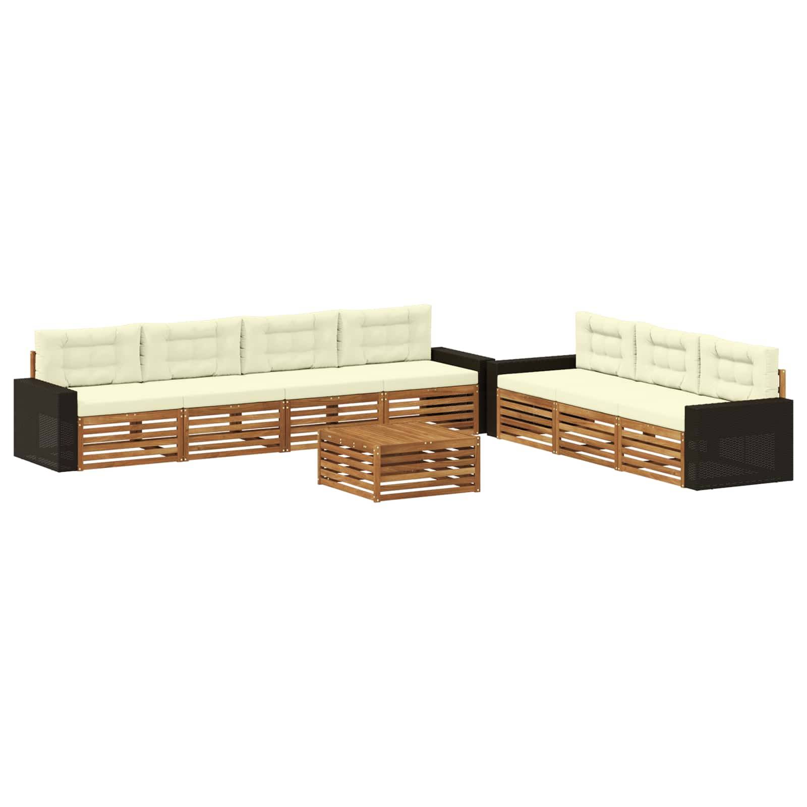 vidaXL Outdoor-Sofagarnitur 8 pcs Natur und Creme 79 x 79 x 37 cm