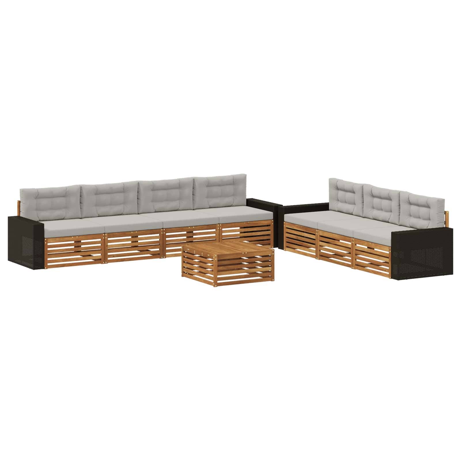 vidaXL Outdoor-Sofagarnitur 8 pcs Natürlich und Hellgrau