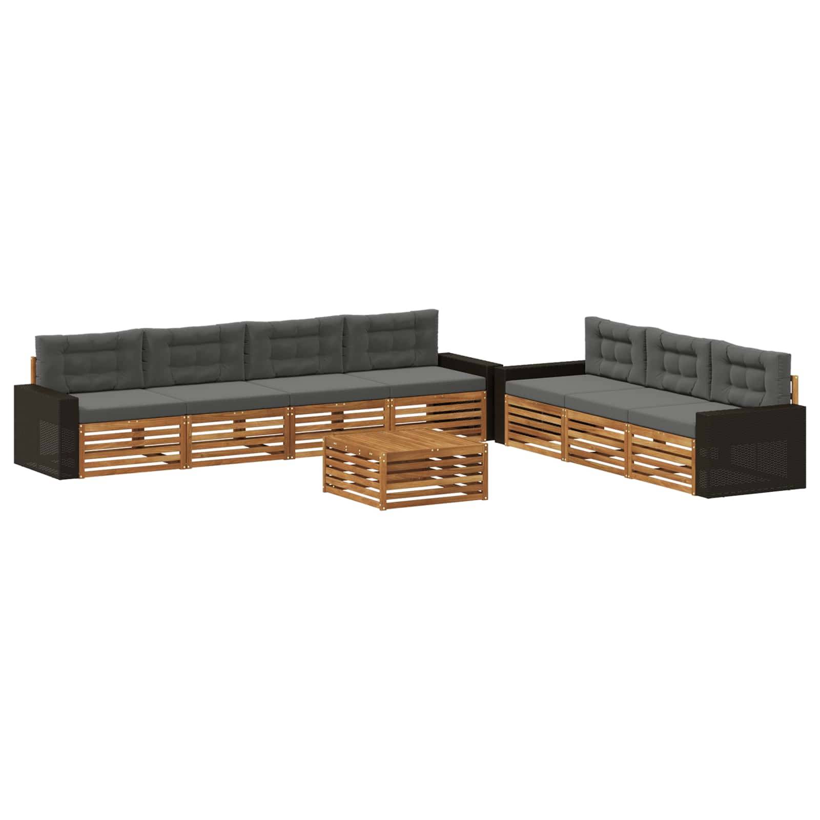 vidaXL Outdoor-Sofagarnitur 8 pcs Natur und Anthrazit 79 x 79 x 37 cm