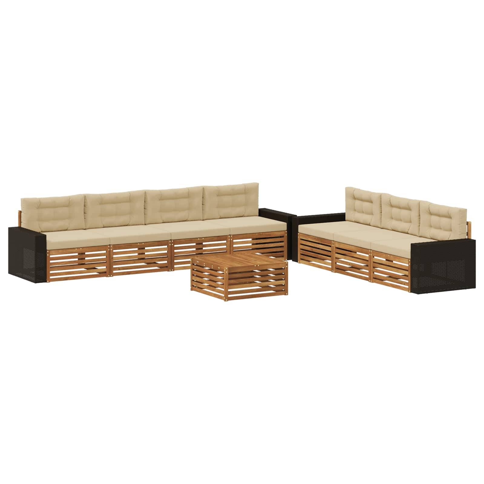 vidaXL Outdoor-Sofagarnitur 8 pcs Natur und Beige 79 x 79 x 37 cm
