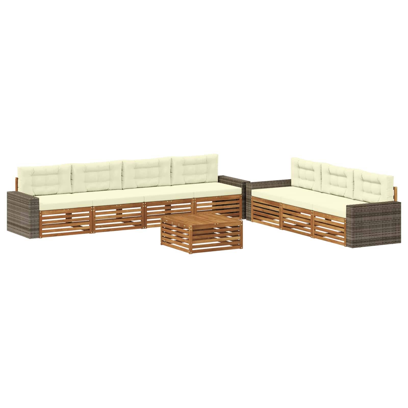 vidaXL Outdoor-Sofagarnitur 8 pcs Natur und Creme 79 x 79 x 37 cm