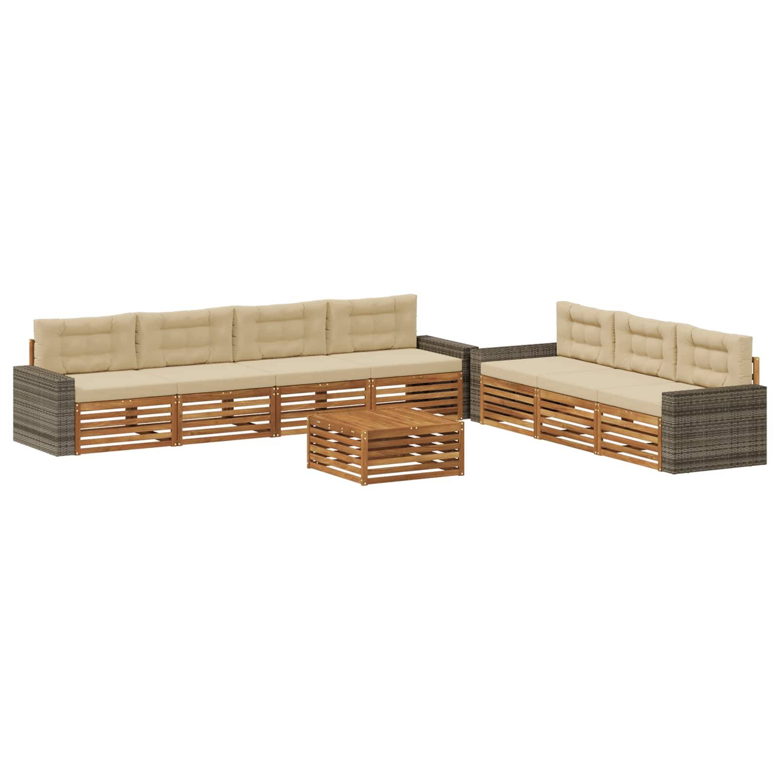 vidaXL Outdoor-Sofagarnitur 8 pcs Natur und Beige 79 x 79 x 37 cm