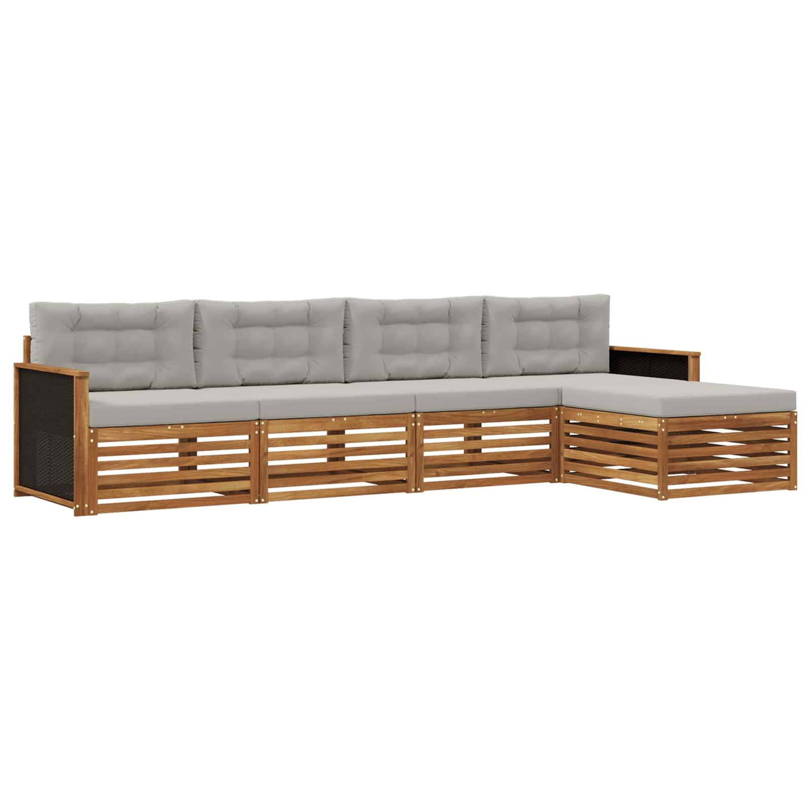 vidaXL Outdoor-Sofagarnitur 5 pcs Natürlich und Hellgrau Polyester