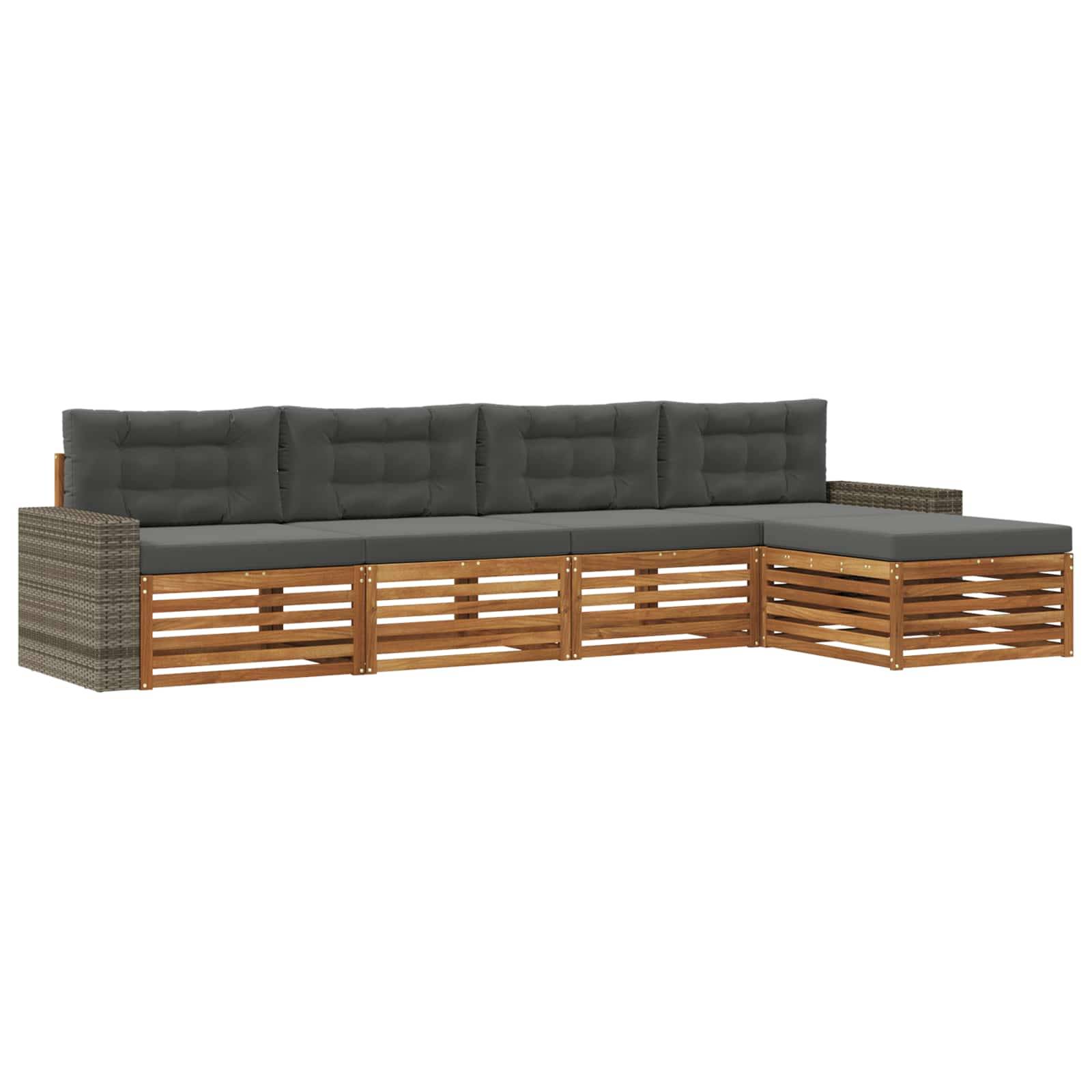 vidaXL Outdoor-Sofagarnitur 5 pcs Natur und Anthrazit Polyester