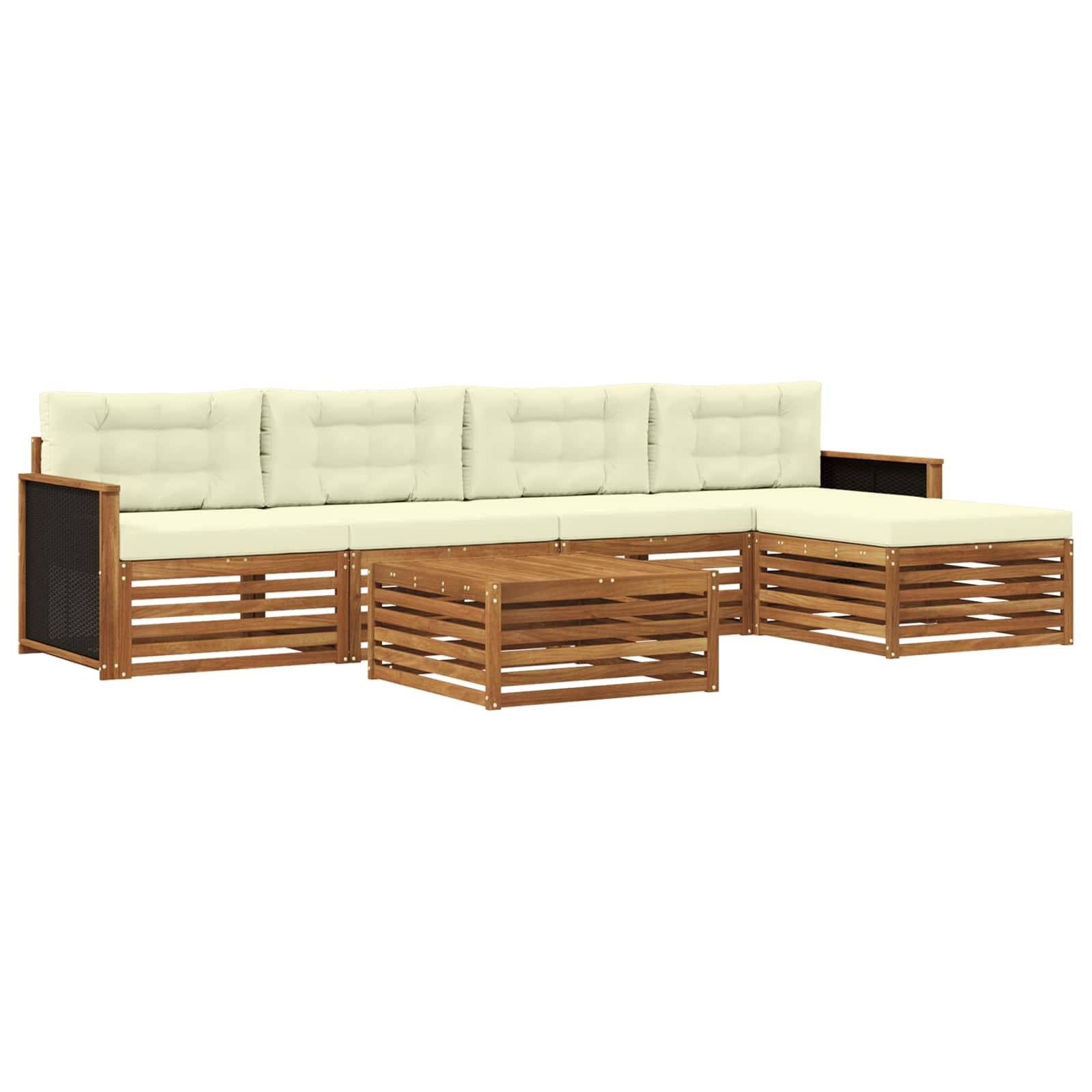 vidaXL Outdoor-Sofagarnitur 6 pcs Natur und Creme 79 x 79 x 37 cm