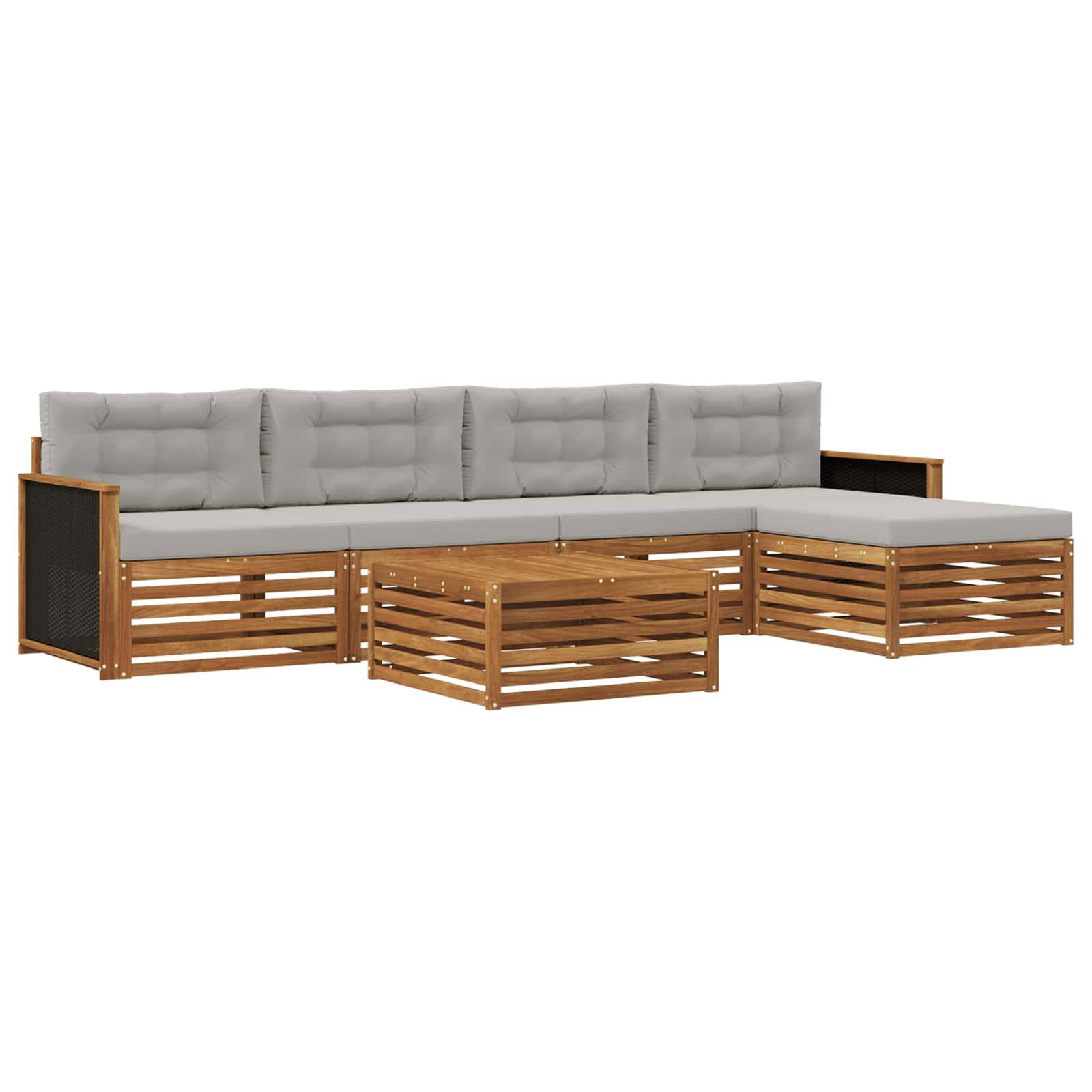vidaXL Outdoor-Sofagarnitur 6 pcs Natürlich und Hellgrau